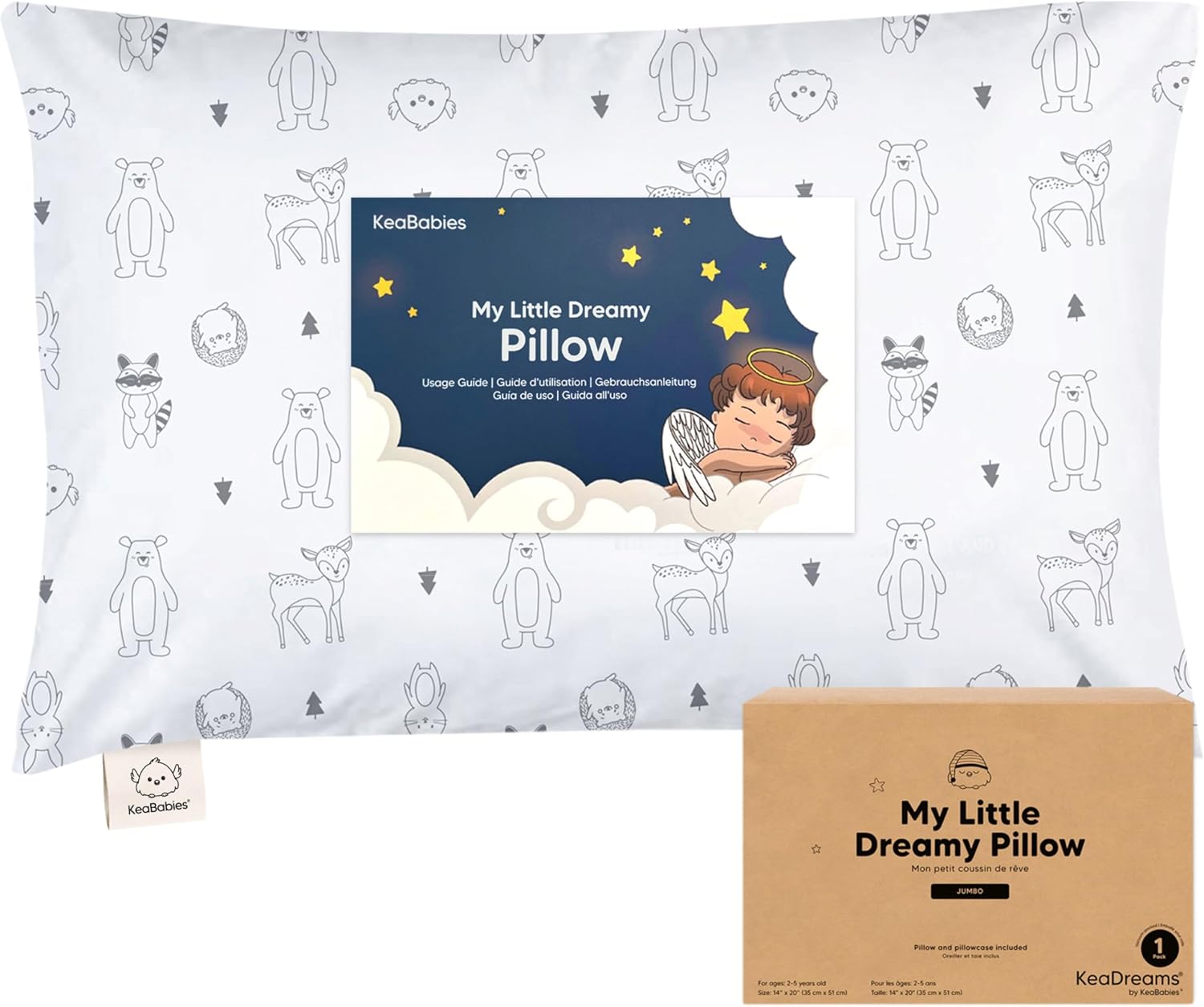 Detalle de KeaBabies Jumbo 14 x 20 Toddler Pillow with Organic Cotton Pillowcase