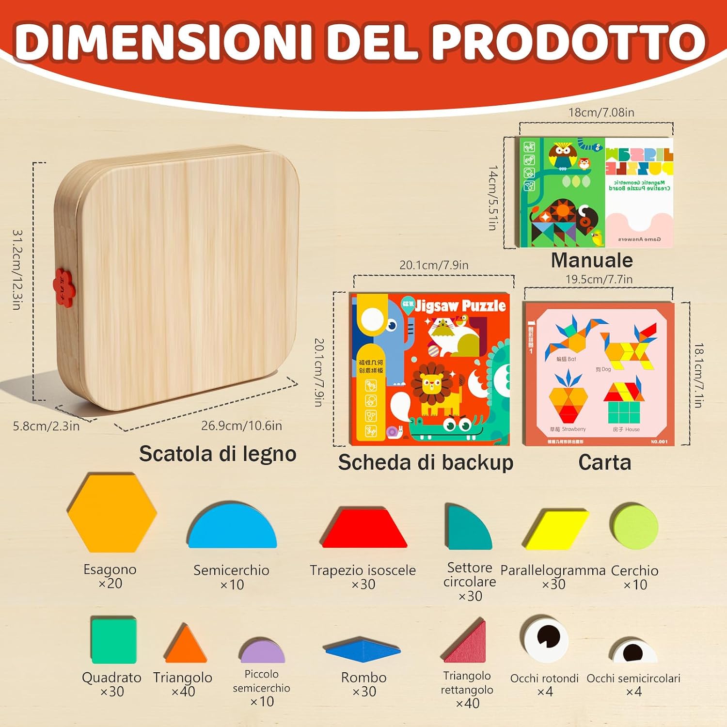 Thumbnail 2 de Edutree Set blocchi magnetici in legno con 288 pezzi – Montessori STEM per bambini 3–5 anni
