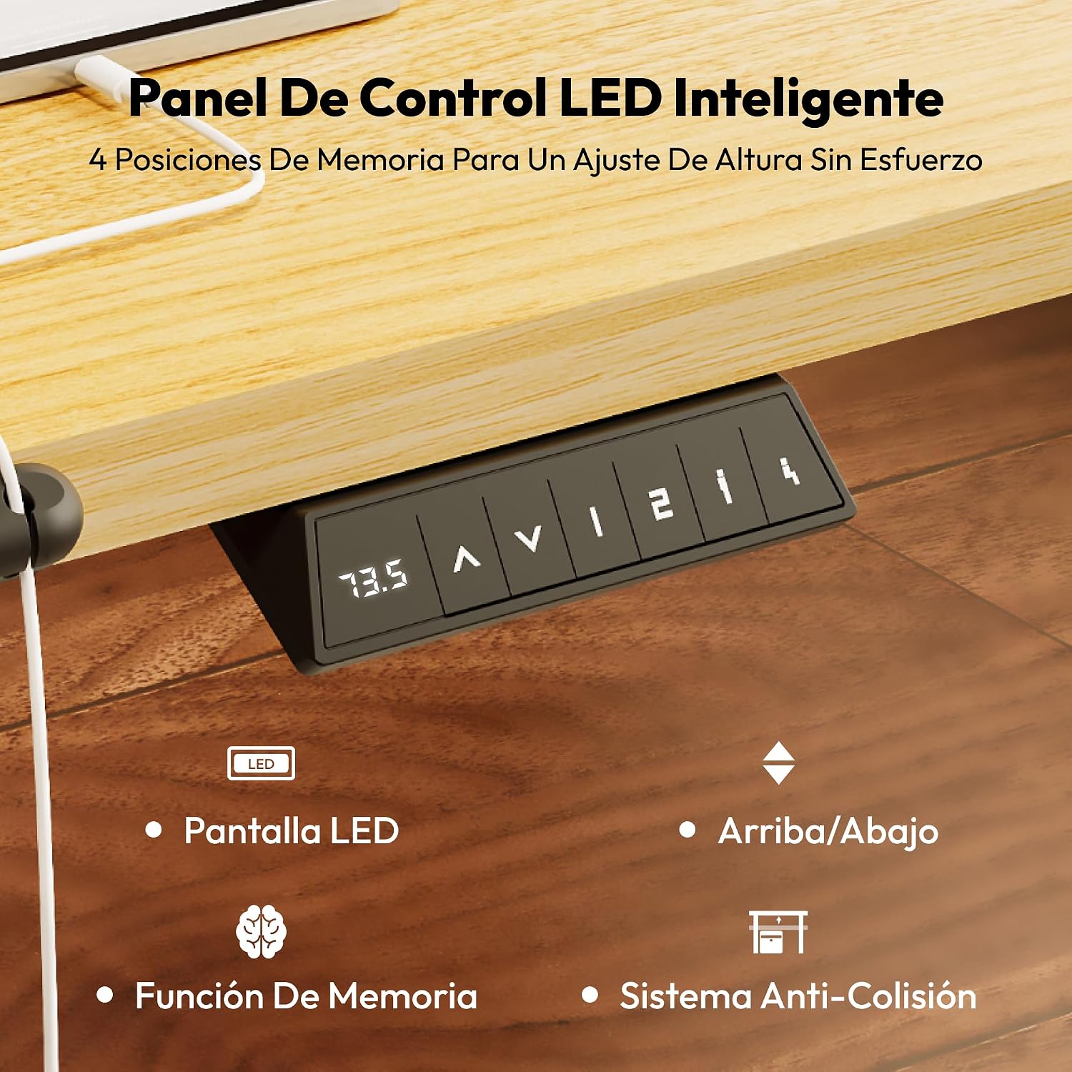 Detalle de SANODESK 180 x 80 cm Escritorio elevable eléctrico