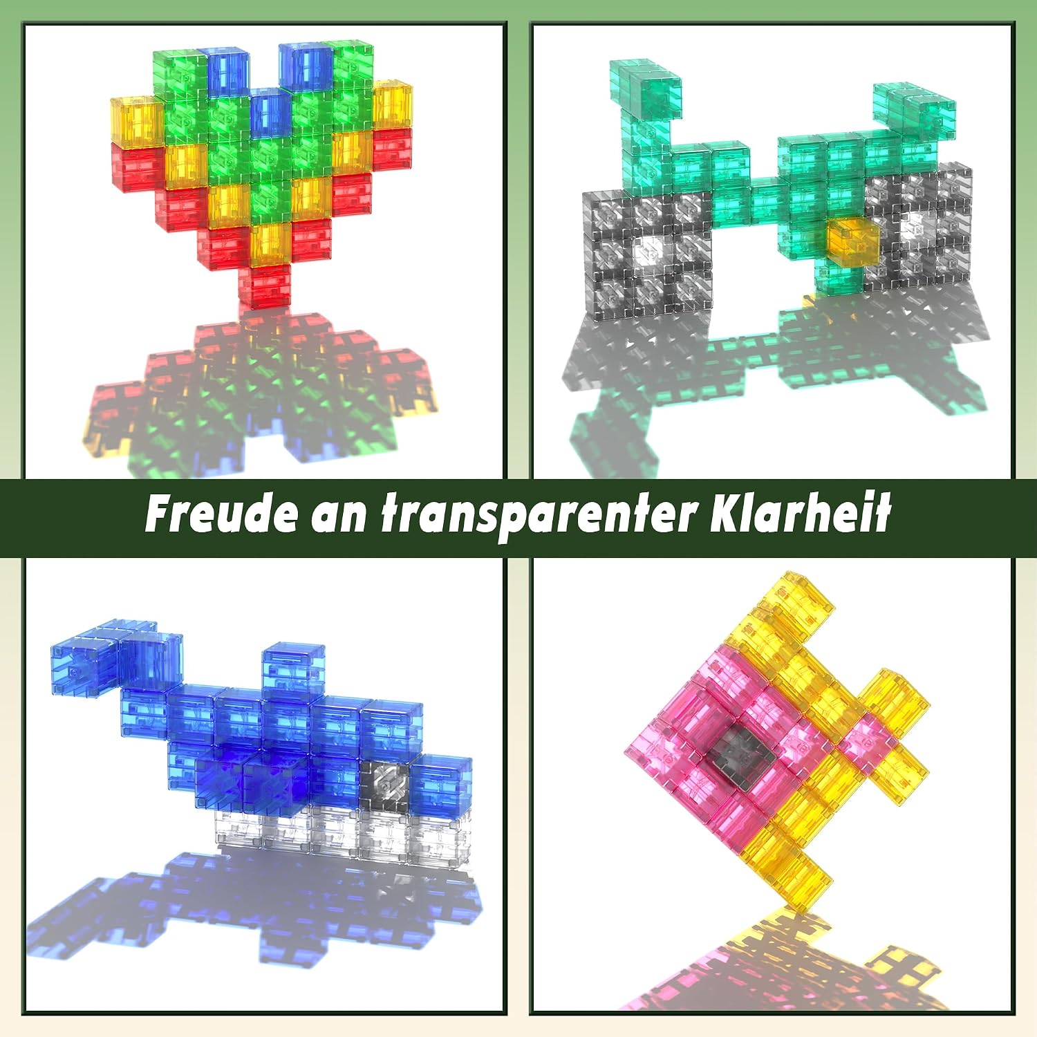 Detalle de Apluses 64-teiliges Magnet-Baustein-Set (transparente Style) für Kinder ab 3 Jahren