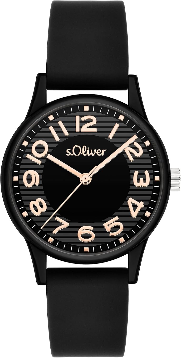 Detalle de s.Oliver Armbanduhr mit Silikonband, 33 mm – Unisex (Analog, Quarz)