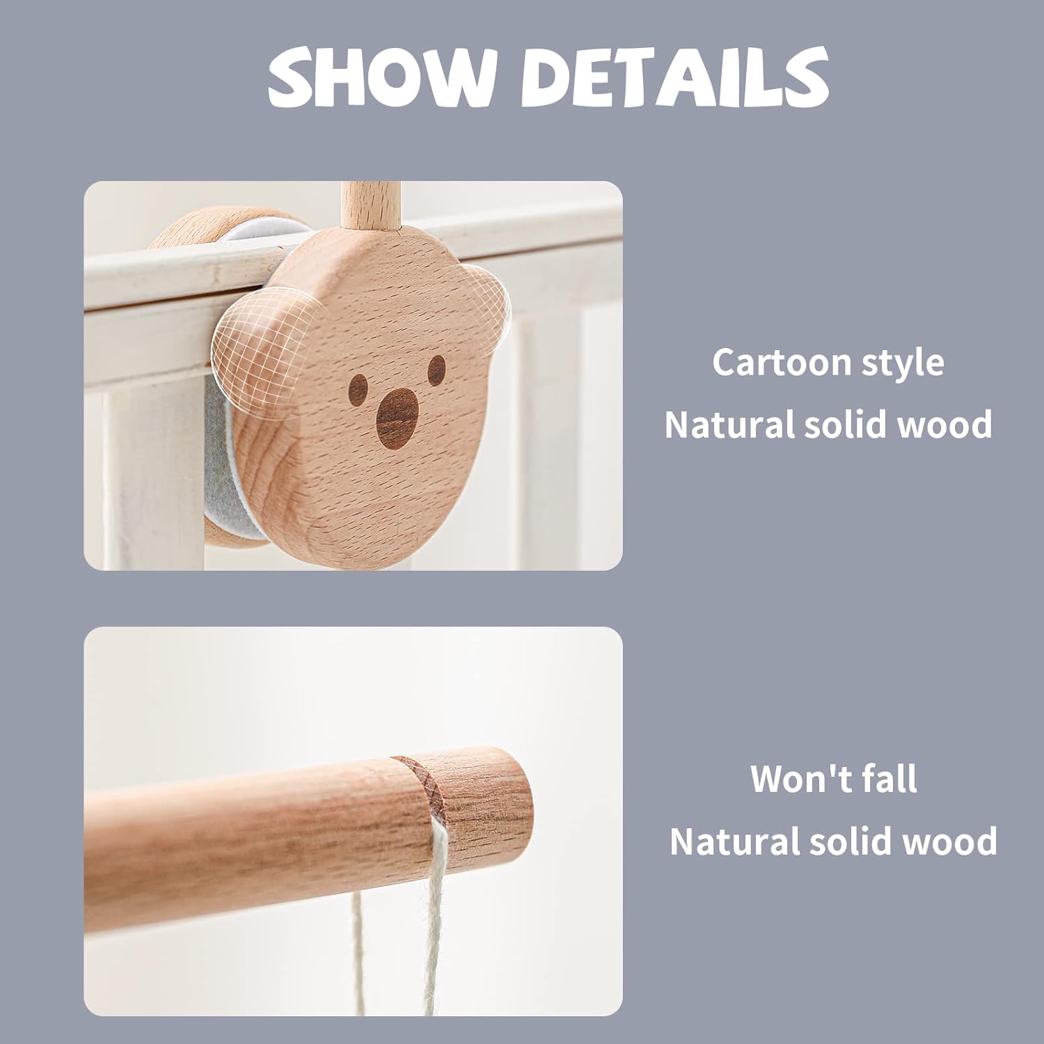 Thumbnail 4 de Baby Mobile Halterung „Bär“ aus Holz – höhenverstellbar mit zwei Aufhängestangen (0–6 Jahre)