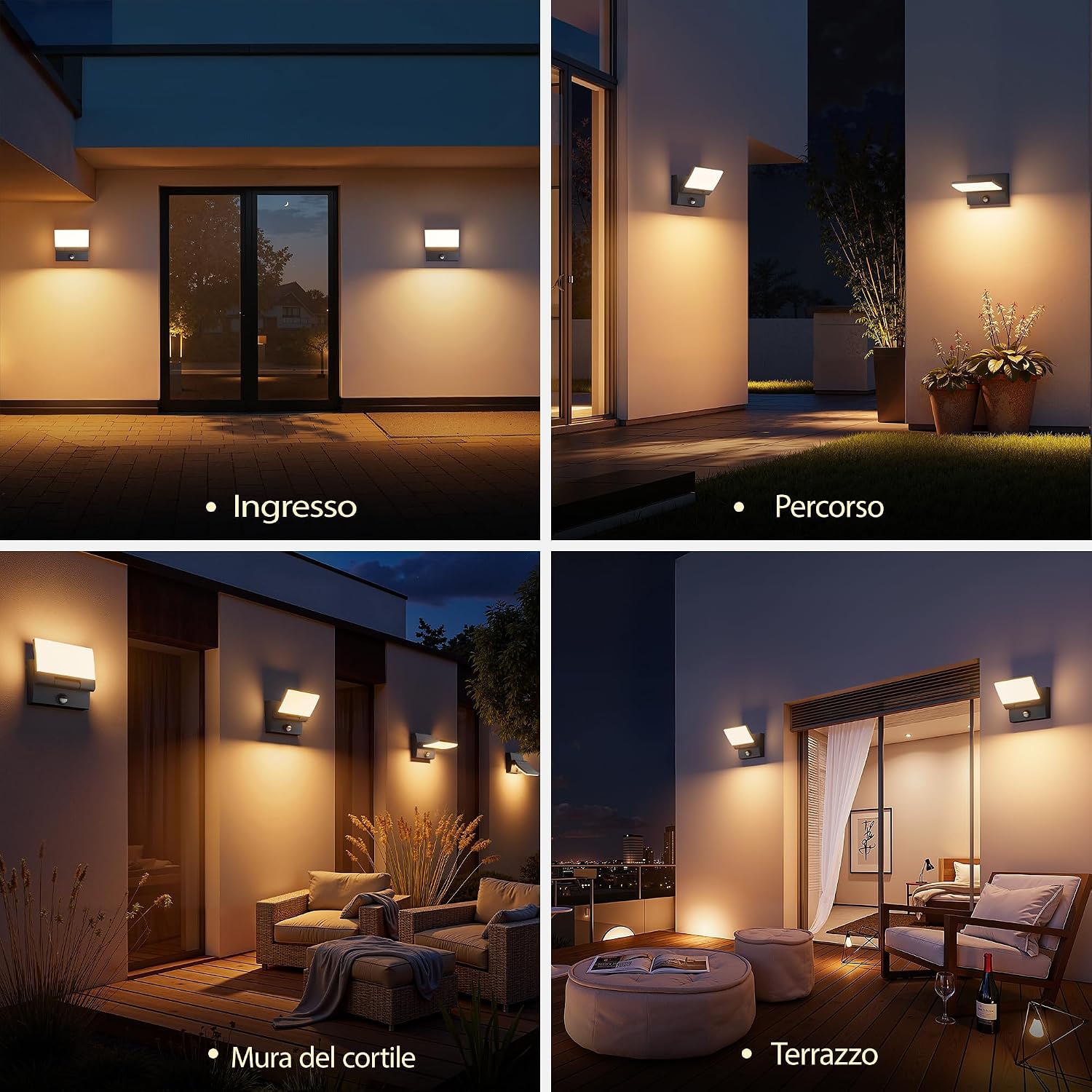 Detalle de K-Bright 2 pezzi: Applique LED 30W con Sensore di Movimento, IP65, orientabile 150°