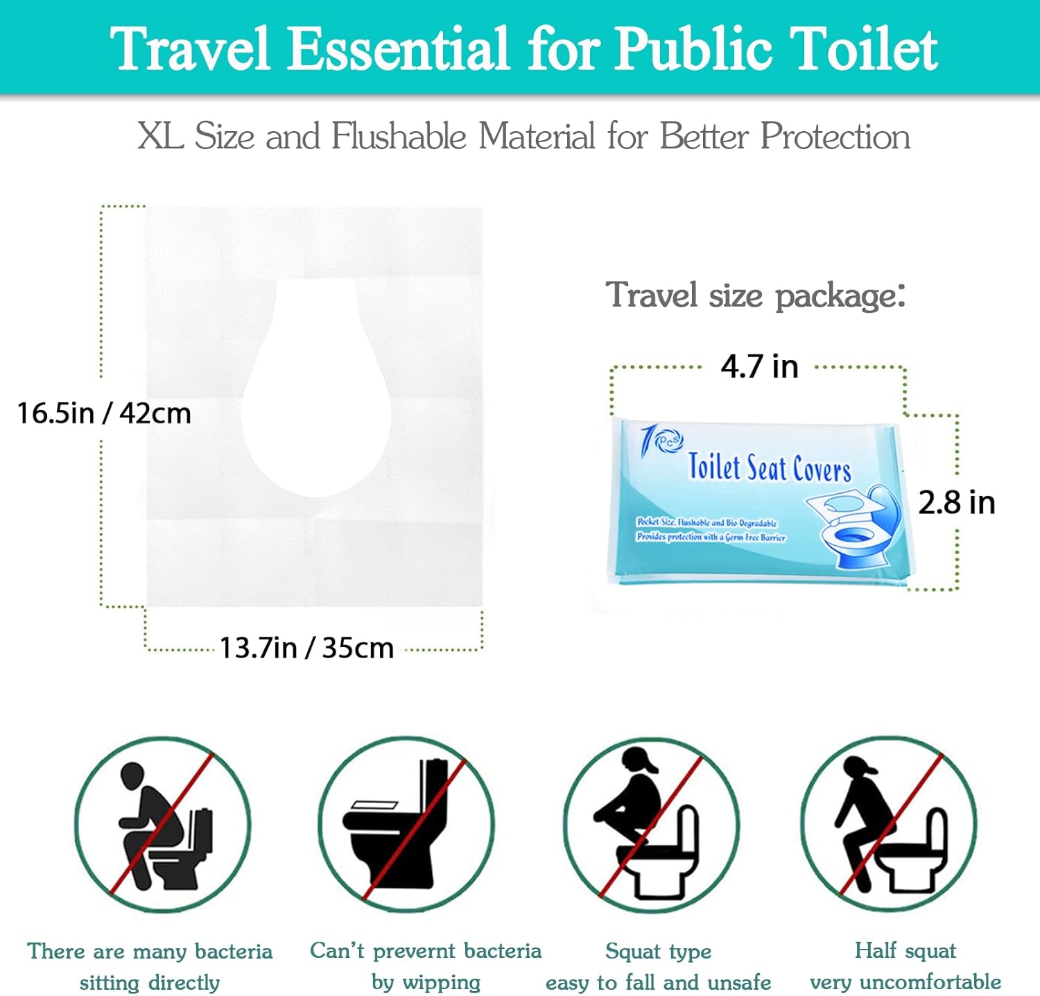 Thumbnail 4 de MAIYADUO 60PCS Disposable Toilet Seat Covers – Portable, Flushable Hygiene for Public Restrooms
