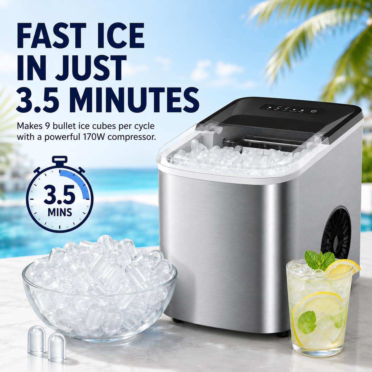 Detalle 2 de Icewhirl Countertop Ice Maker, 38 lbs/day