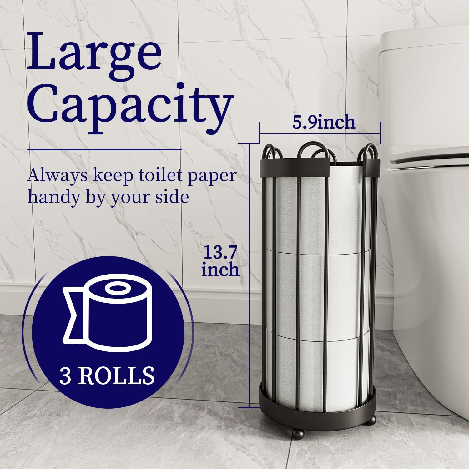 Detalle 2 de Epicano Freestanding Toilet Paper Holder, Black