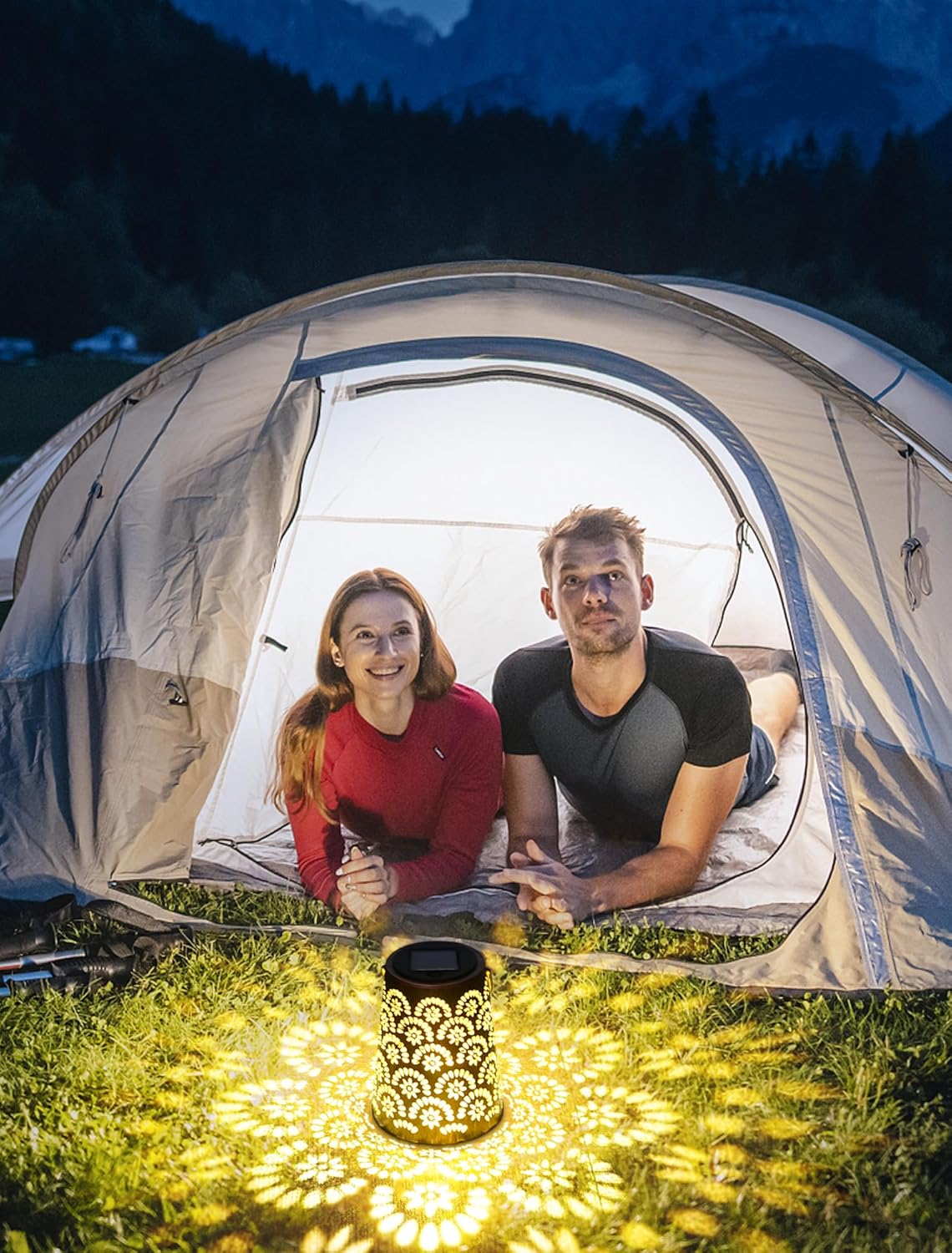 Thumbnail 5 de OUILA Solarlampen für Außen (IP65) – wetterfeste Metall-Gartenleuchte mit LED und Vintage-Floral-Design