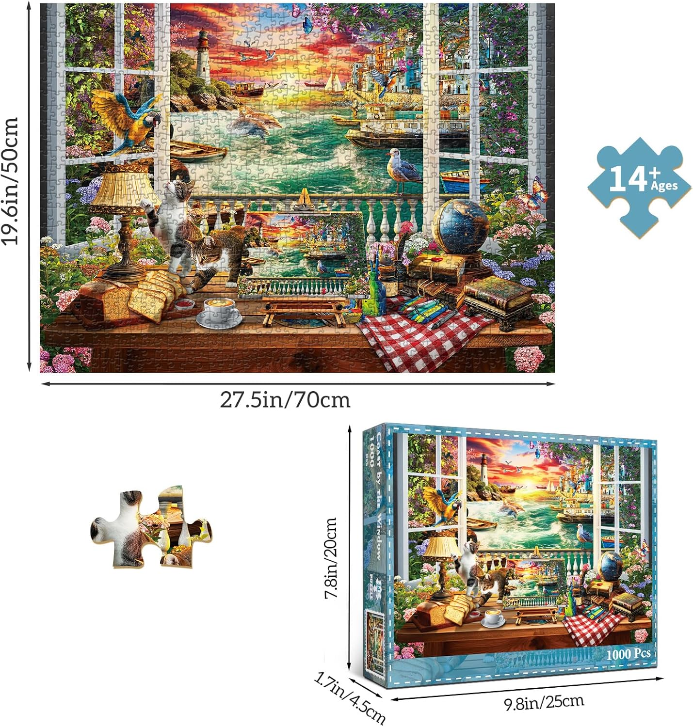 Thumbnail 6 de HUADADA 1000-Piece Jigsaw Puzzle: Fairy Tale Outside the Window for Adults