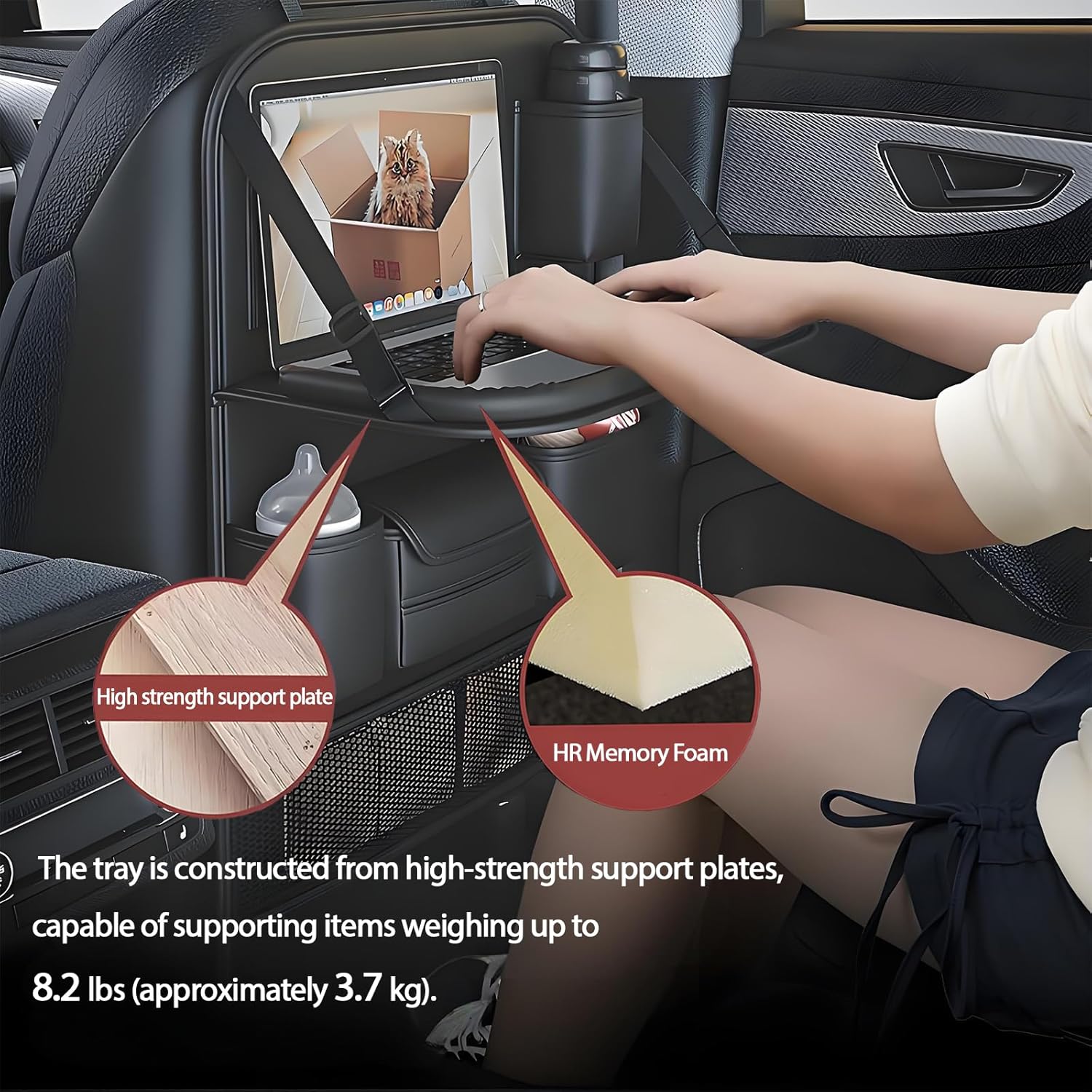 Thumbnail 1 de FASTAGEI 2 Pack Universal Foldable Car Backseat Organizer with Table Tray