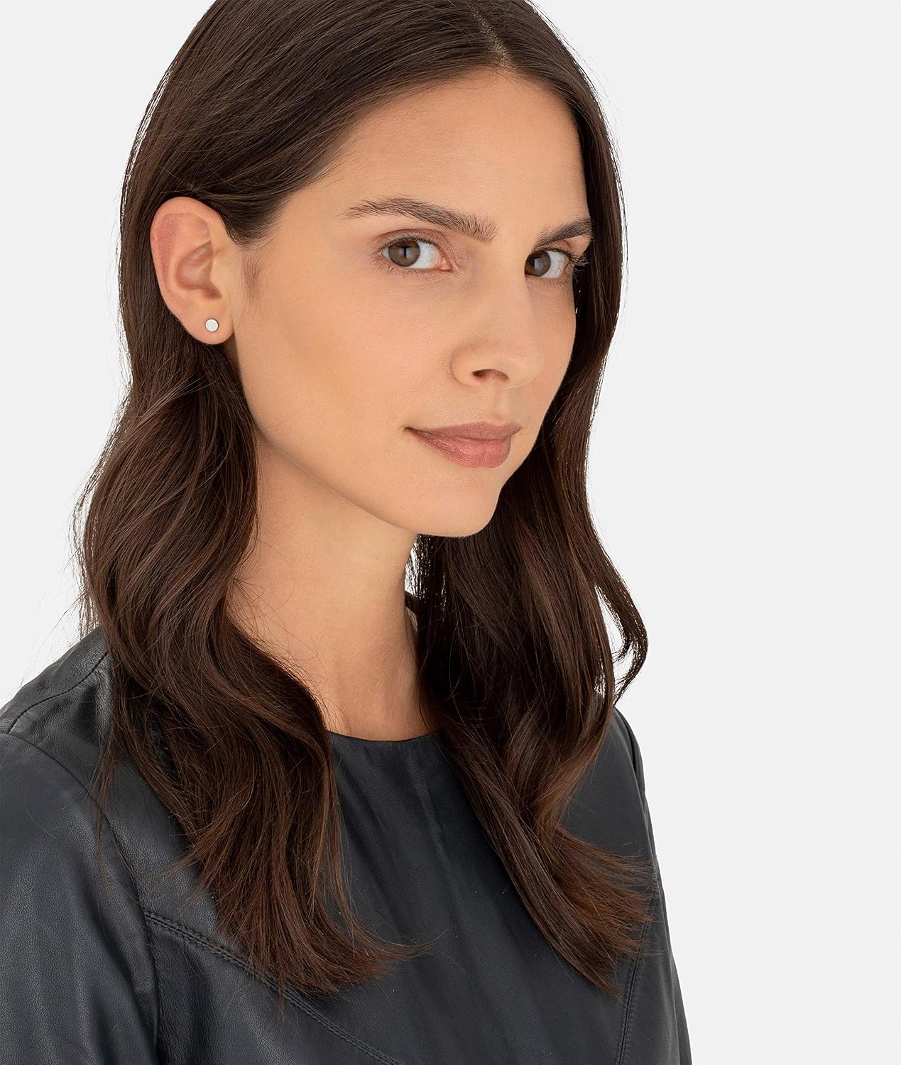 Detalle de LIEBESKIND BERLIN Damen Ohrstecker Basic – Edelstahl, poliert & mattiert, 0,5 cm