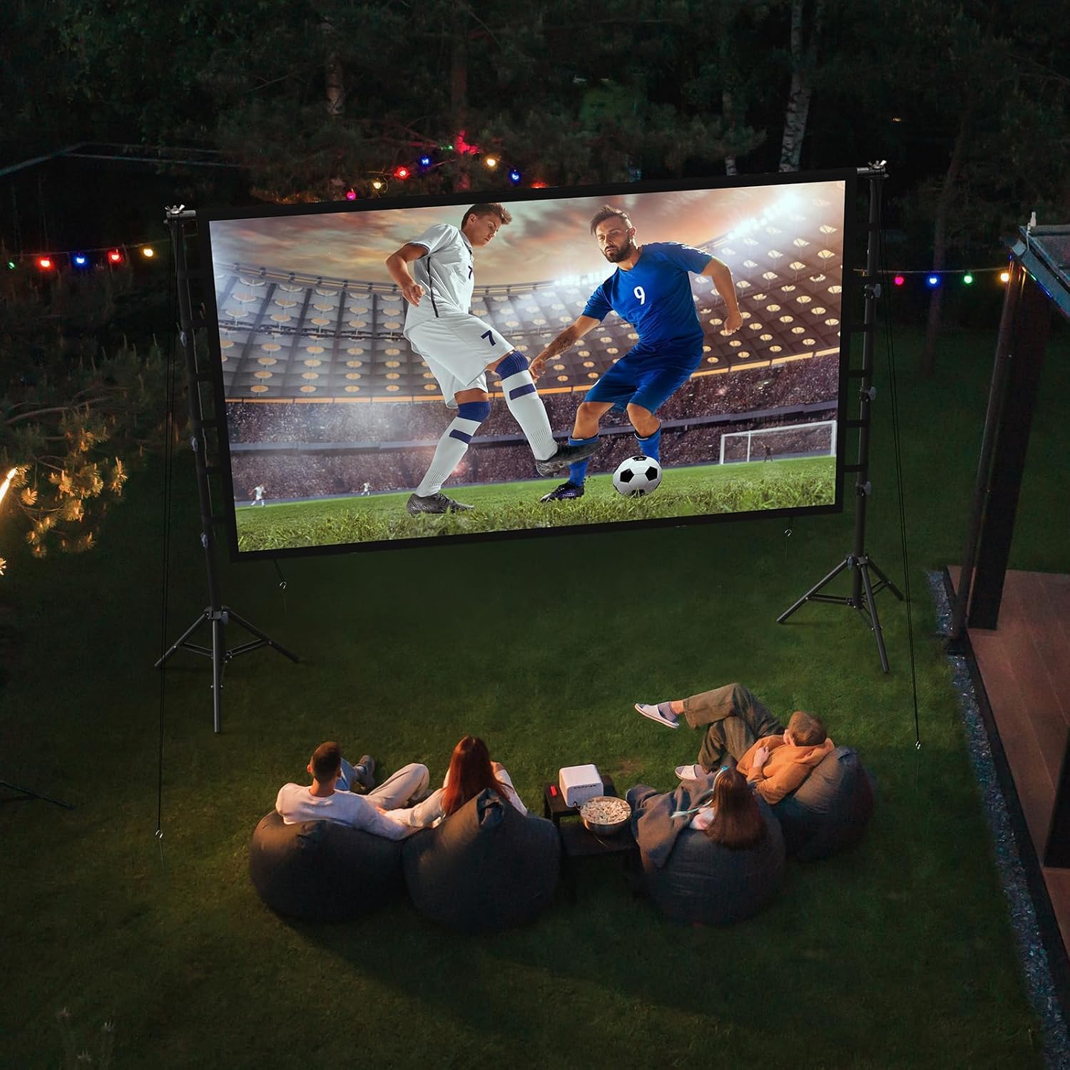 Detalle 2 de LEORFI Beamer Leinwand mit Stativ 180 Zoll (16:9) – tragbar für Outdoor & Heimkino