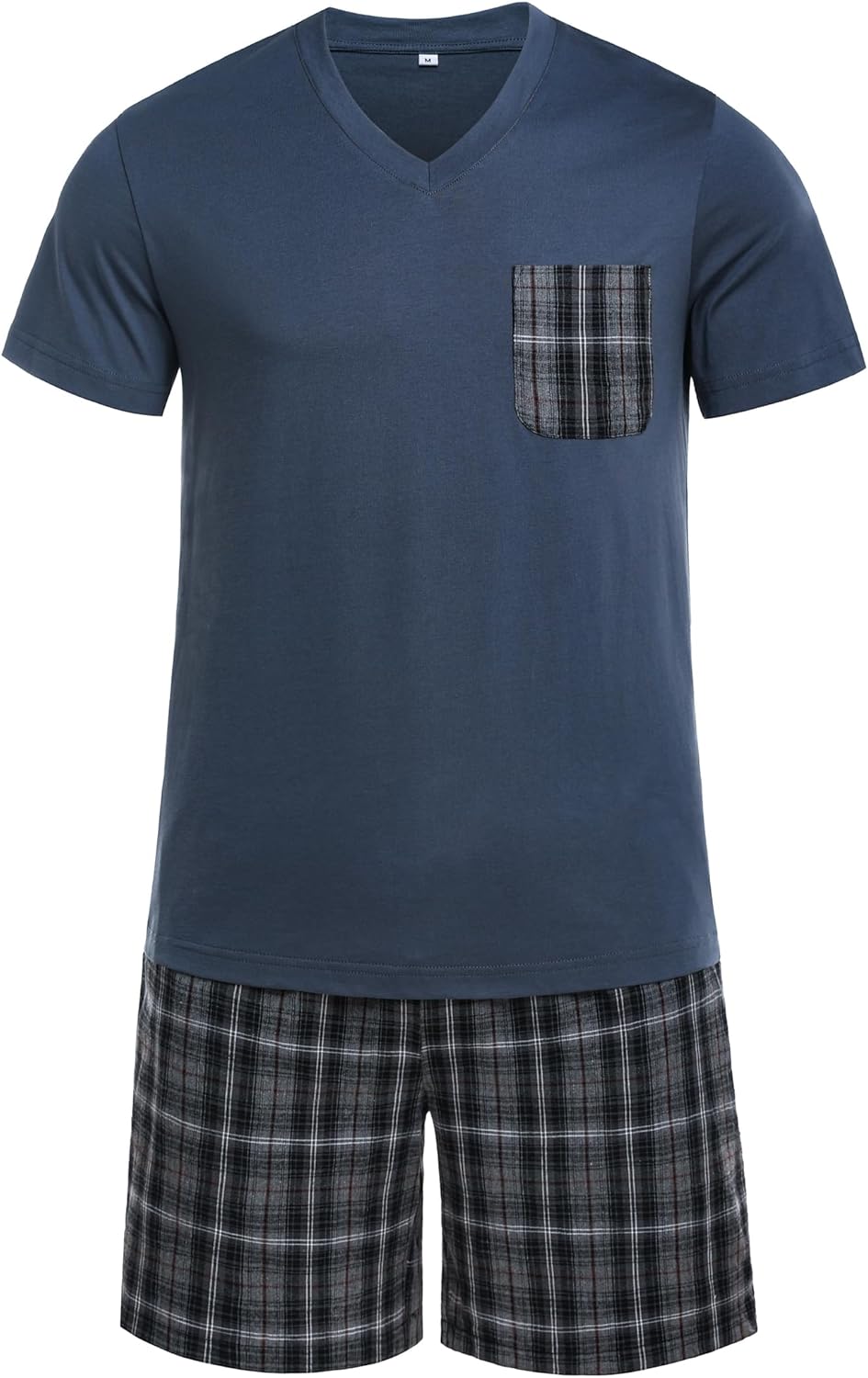 Thumbnail 6 de Winovia Schlafanzug Herren Kurz Pyjama Set aus 100% Baumwolle – V-Ausschnitt Shirt & kariertes Shorty Set für Sommer