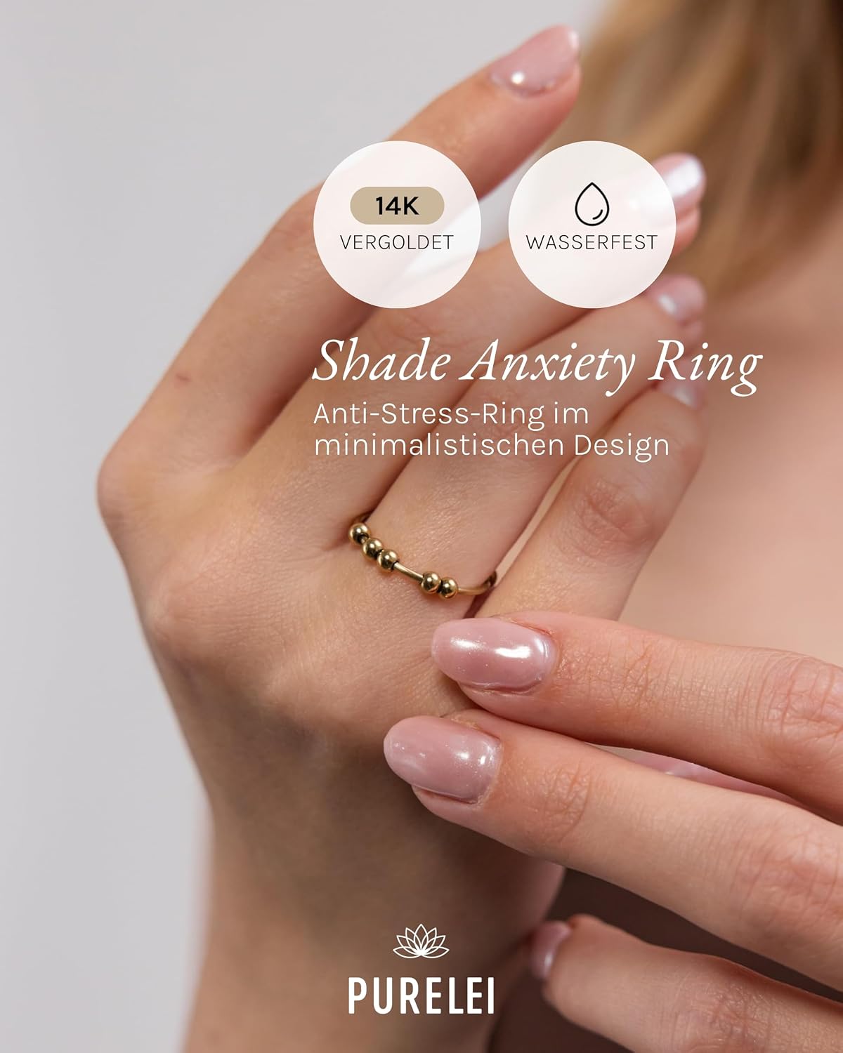 Thumbnail 1 de Purelei Shade Anxiety Ring (Gold) – Verstellbarer Fidget-Ring aus Edelstahl