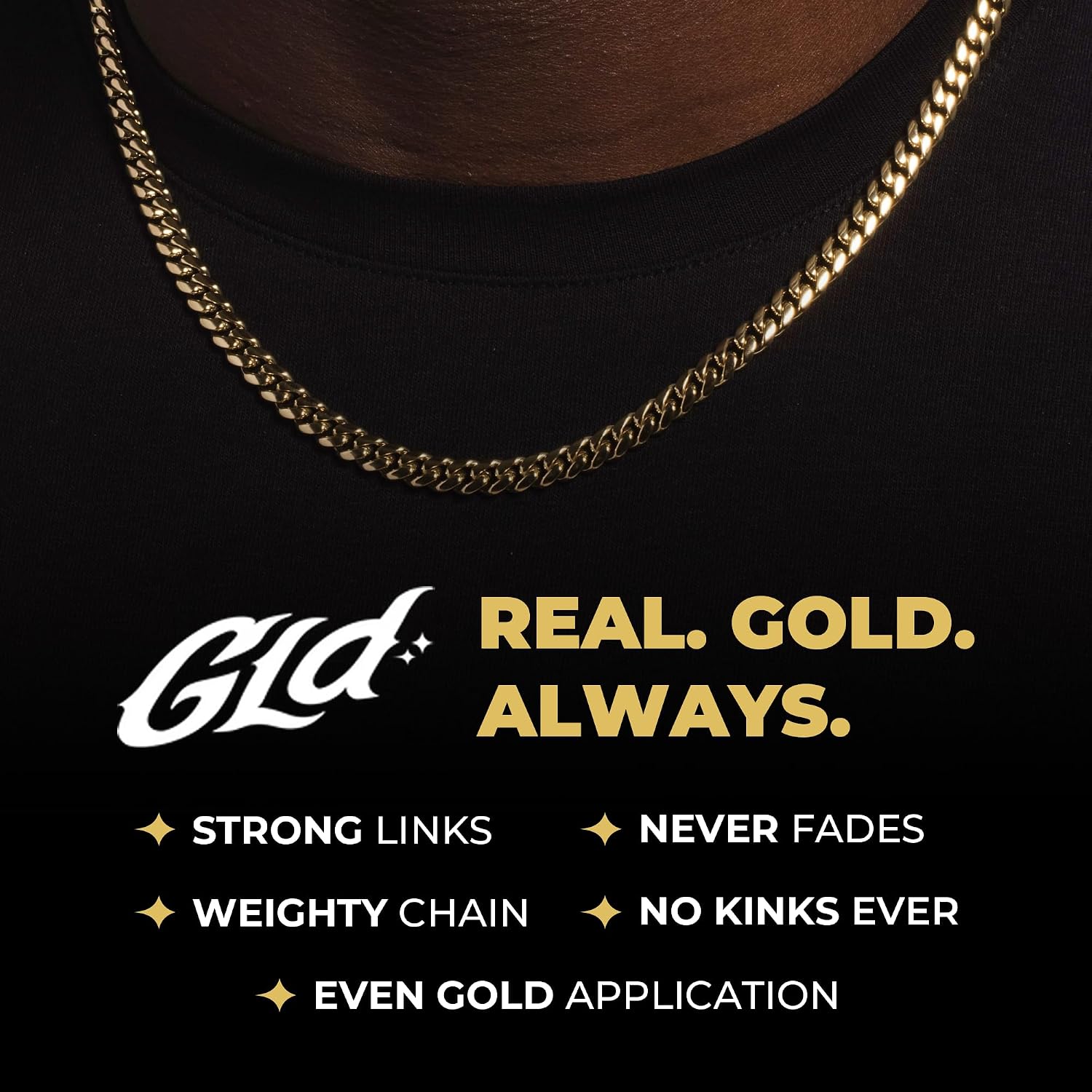 Detalle 2 de GLD Micro Cuban Link Chain (Gold-Plated) with Snatch-Proof Clasp + Travel Pouch