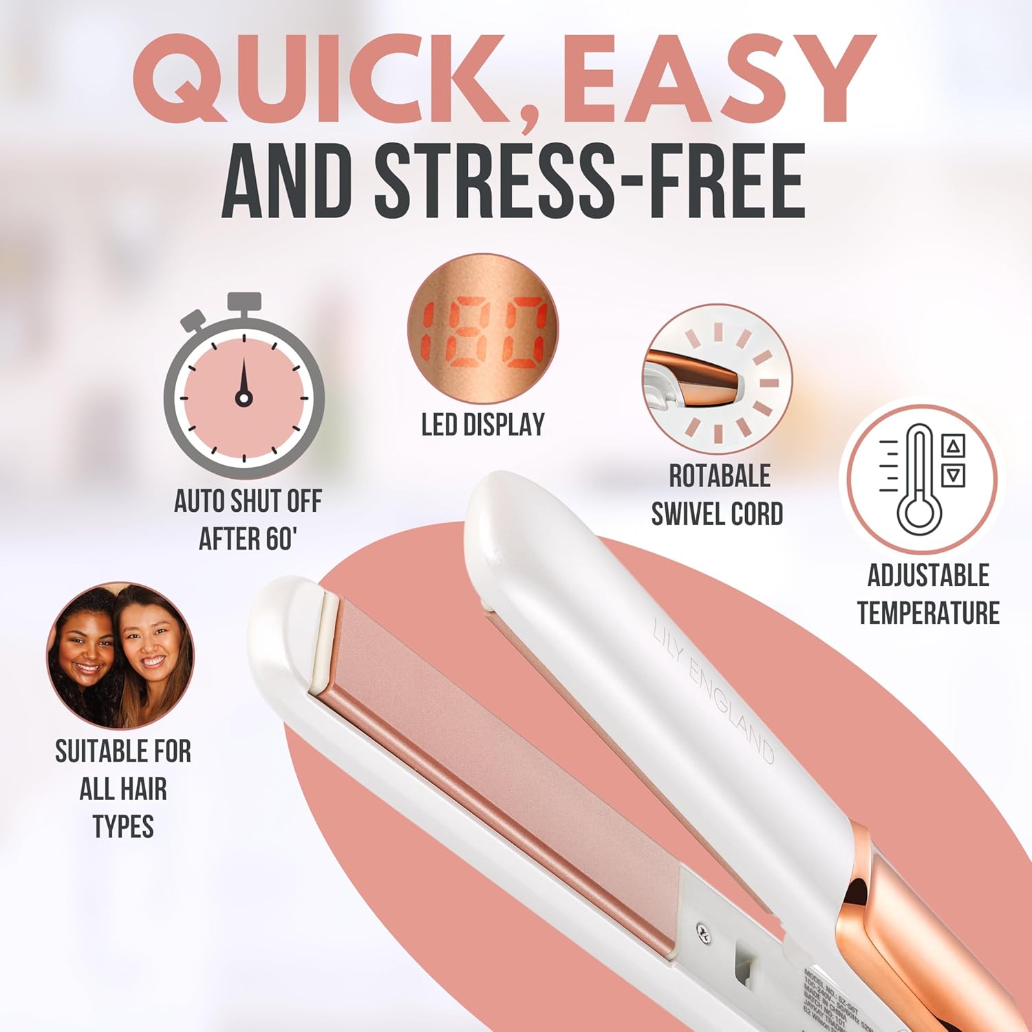 Detalle de Lily England Hair Straighteners 100–230°C 💇♀