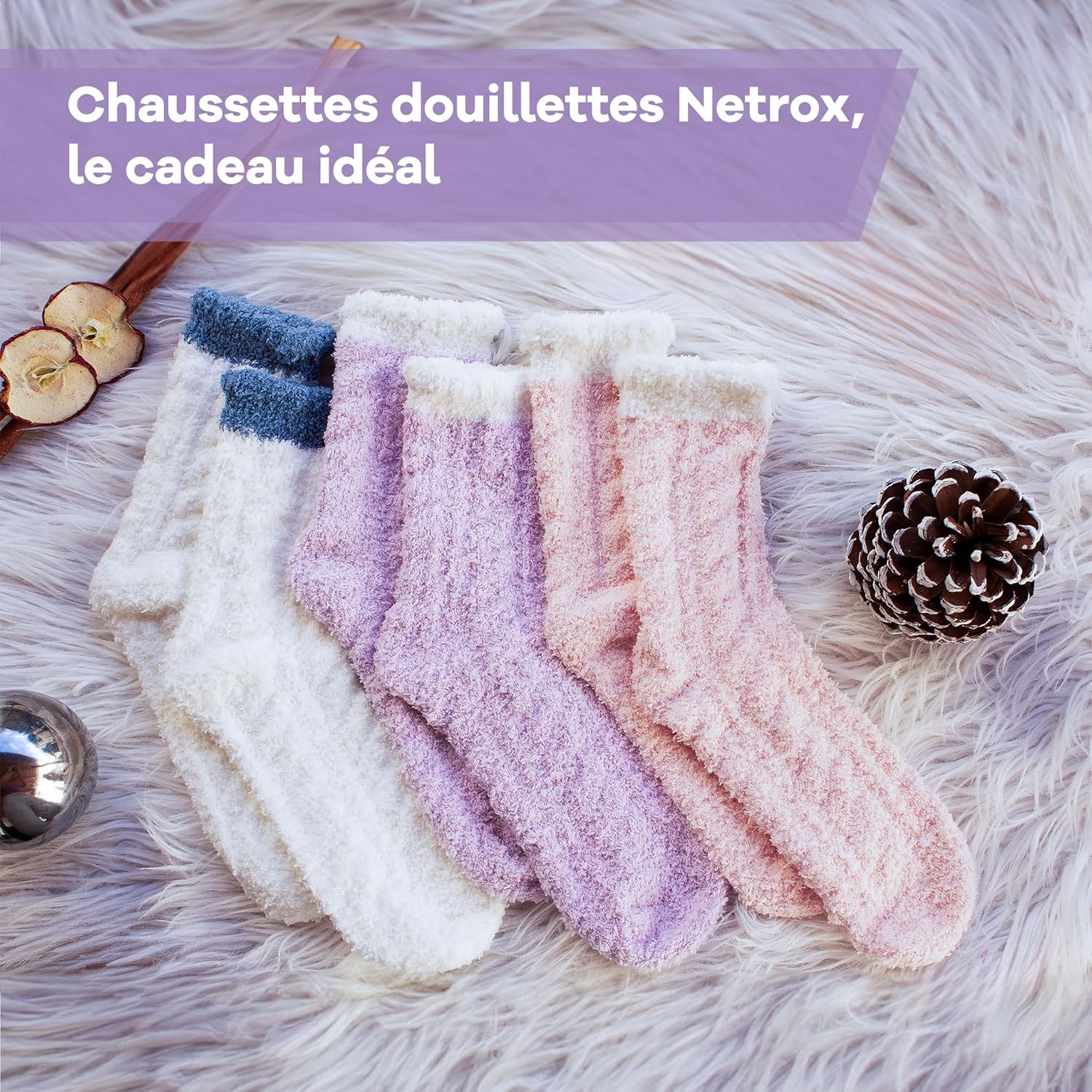 Thumbnail 2 de Netrox – Chaussettes douillettes femme, 6 paires, taille 36–42, pelucheuses pour l’intérieur et l’hiver