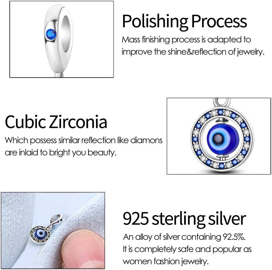 Detalle 2 de KUNSIR 925 Sterling Silver Charms for European Bracelets 💎
