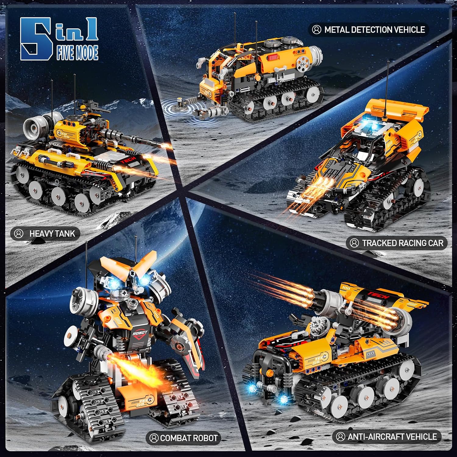 Detalle 2 de STEM 5in1 Robot Car Tank Kit 600-piece