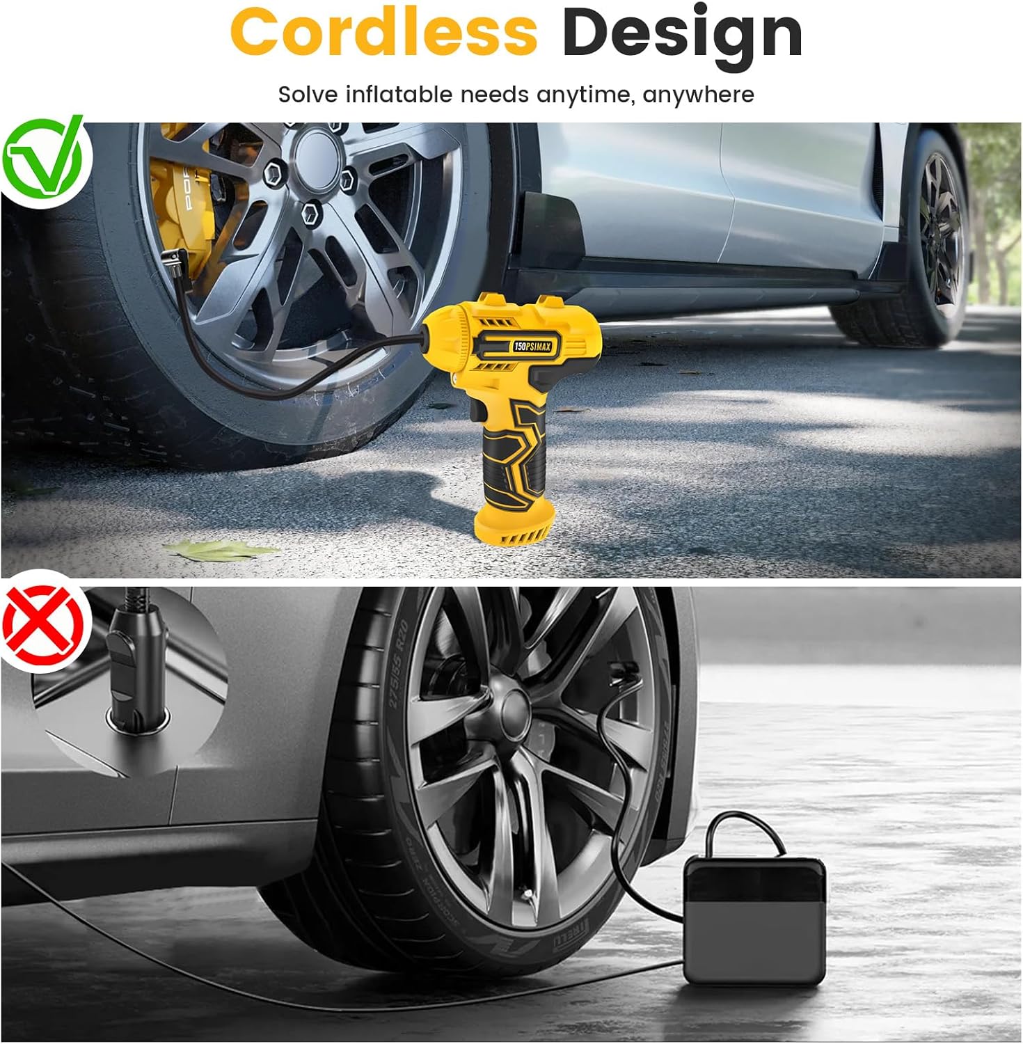 Thumbnail 5 de Skeufy Car Tyre Inflator Air Compressor – Portable Cordless Tyre Pump