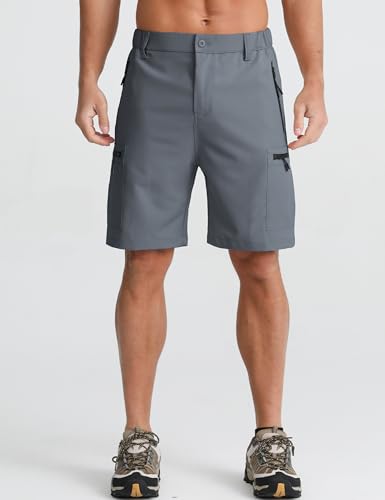 Detalle 2 de APTRO Mens Cargo Hiking Shorts: Lightweight Outdoor Shorts with 5 Zipper Pockets – Dark Grey (L)