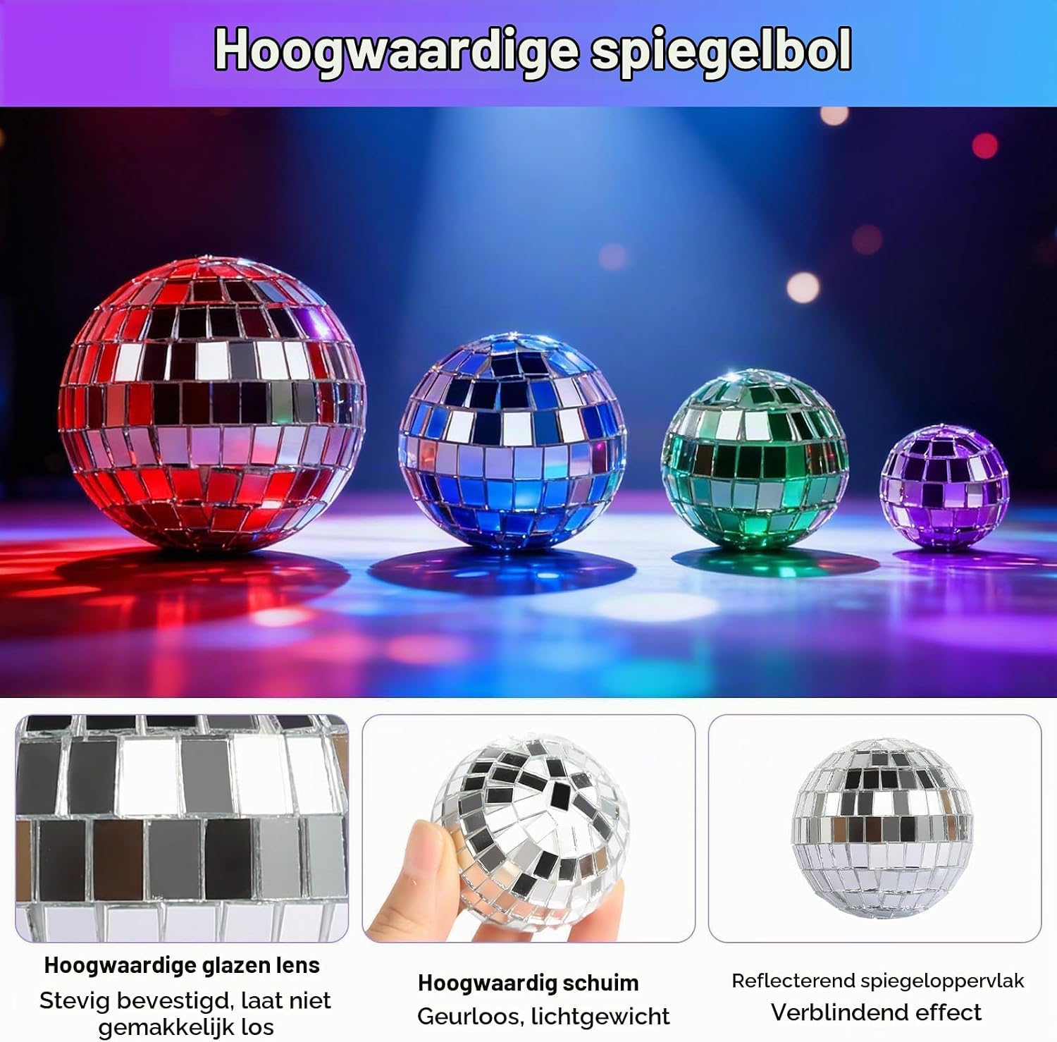 Thumbnail 2 de prota Mirror Disco Ball spiegelballen, 32 stuks in 4 maten