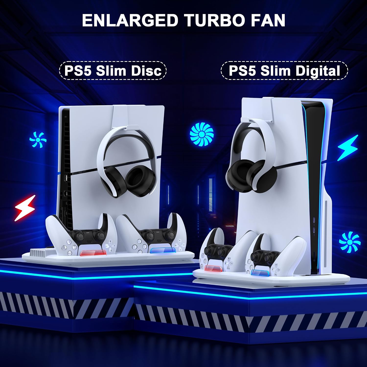 Detalle 2 de HEYLICOOL PS5 Slim Stand and Cooling Station