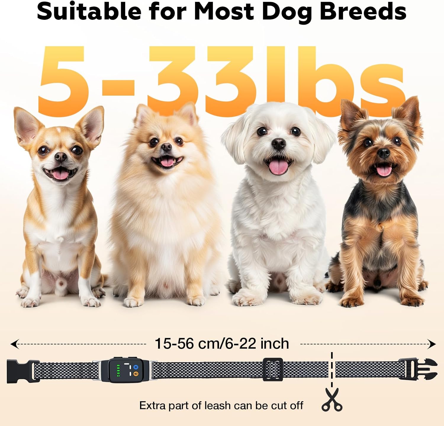 Detalle de Jewyow Bark Collar: Triple-Mode Anti-Bark Training with Replaceable Webbing