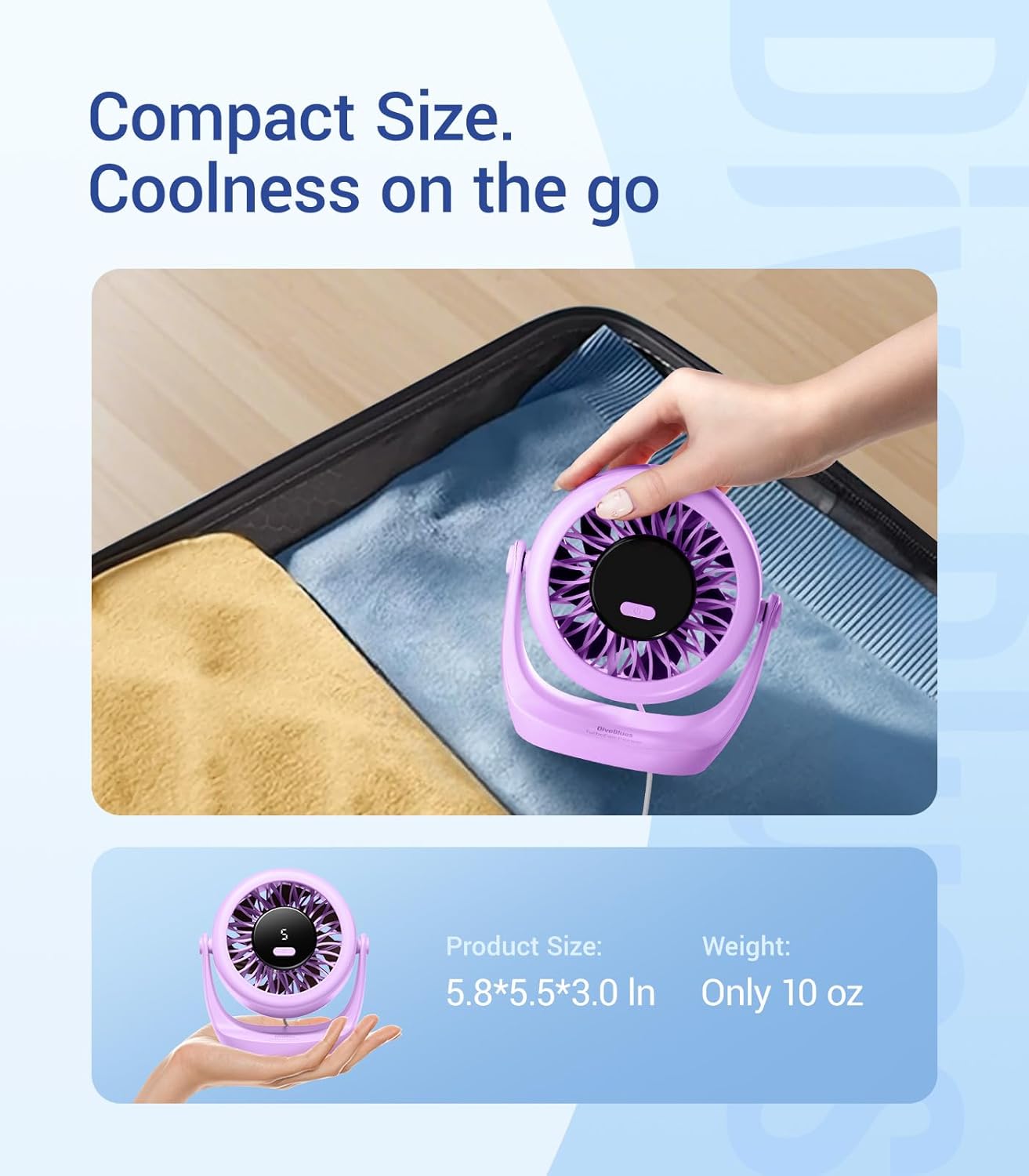 Thumbnail 6 de Diveblues TurboBreeze 5” Portable USB Desk Fan