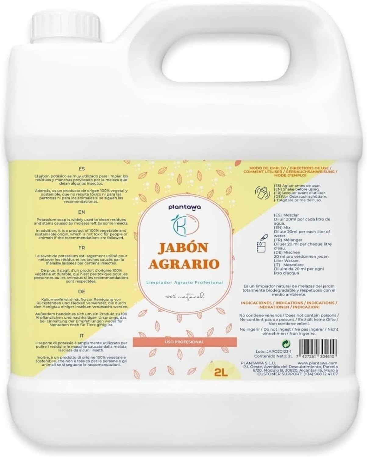 PLANTAWA Savon Potassique 2L – Formule Naturelle Polyvalente pour Préparations Maison