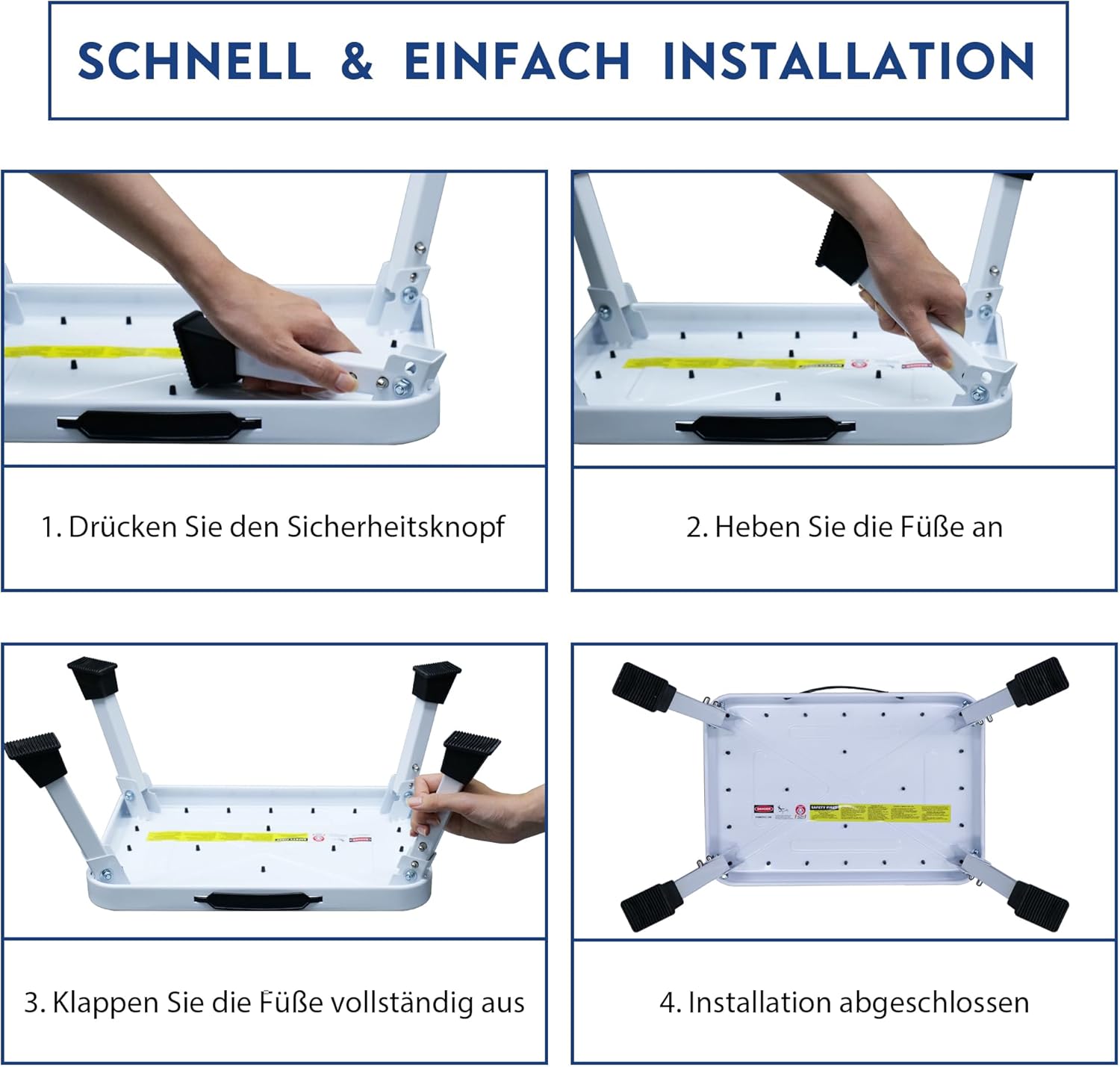 Thumbnail 6 de BONTEC Klapptritt: rutschfester Tritthocker bis 150 kg, weiß, zusammenklappbar
