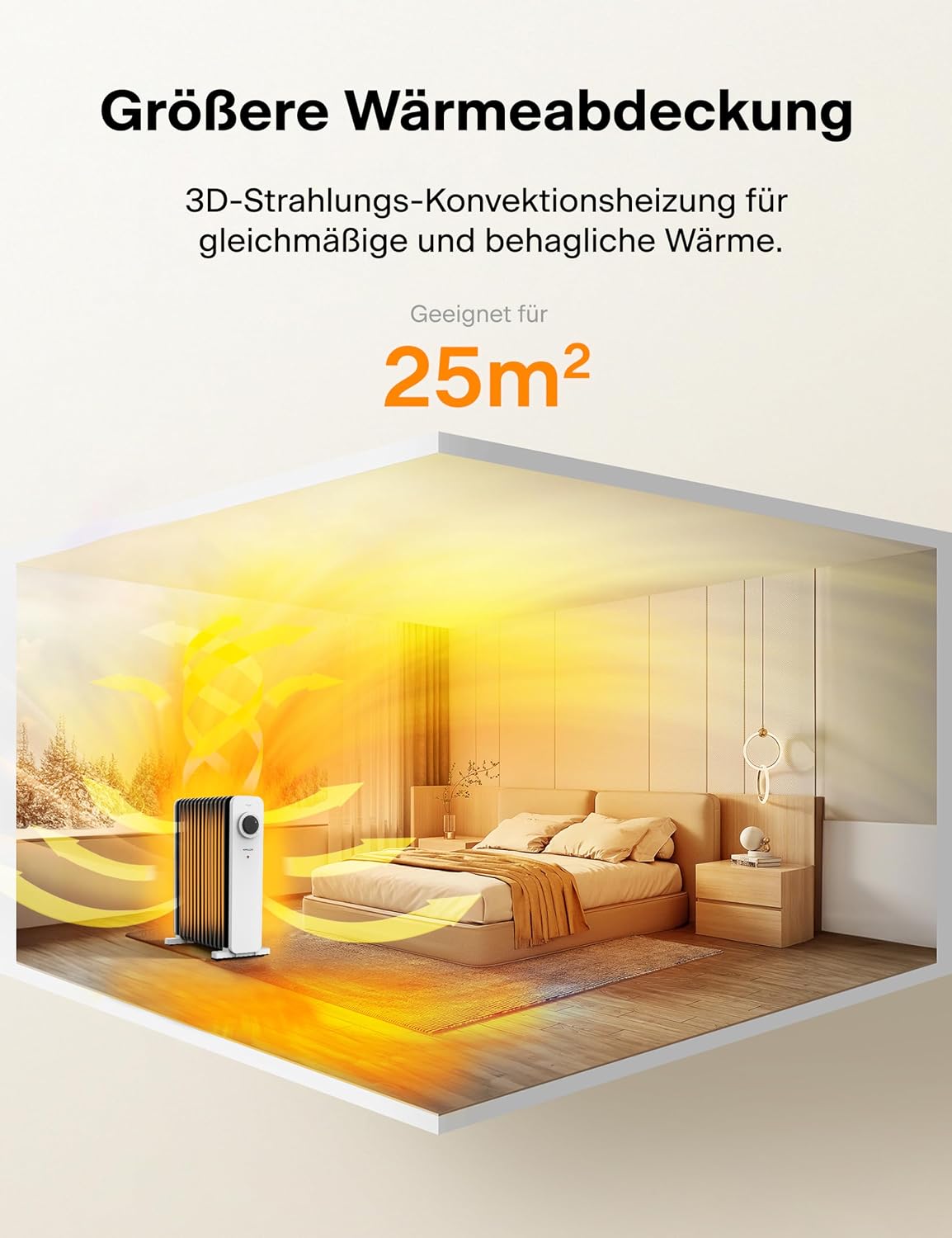 Detalle de Pelonis Ölradiator 2500 W mit 3D Konvektion