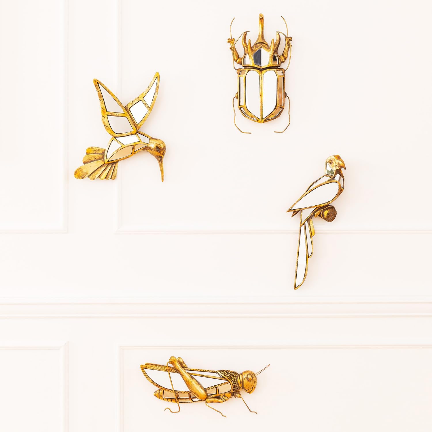 Detalle de Kare Design Decorazione Da Parete Parrot Mirror, Oro/ Specchio, Pappagallo - Riflessi di Luce