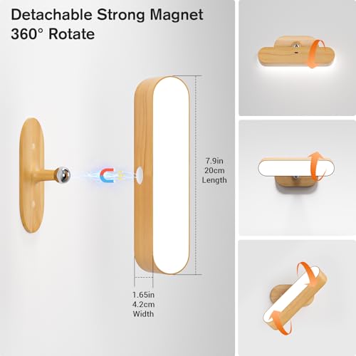 Detalle de Hensam Applique Murale Intérieure LED Sans Fil Rechargeable – 5000 mAh, 5 températures et rotation 360°