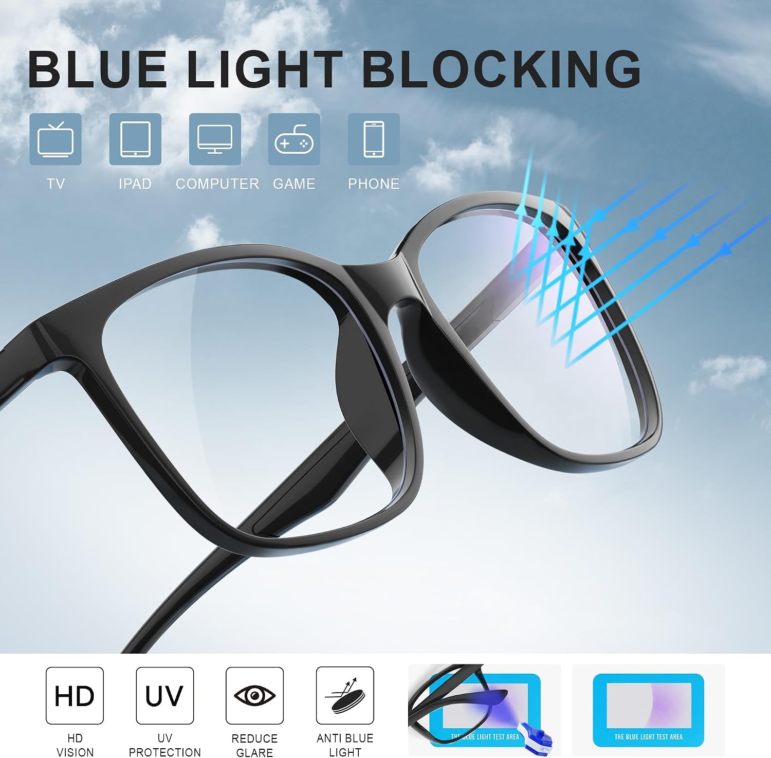 Detalle 2 de logclub Blue Light Blocking Glasses with TR90 Frame and Scratch-Resistant Lenses