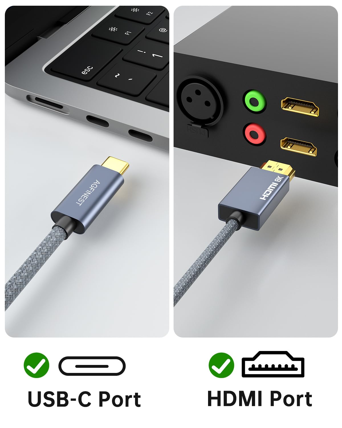 Thumbnail 2 de AGFINEST USB C to HDMI 2.1 Cable 8K@60Hz / 4K@144Hz – 2m