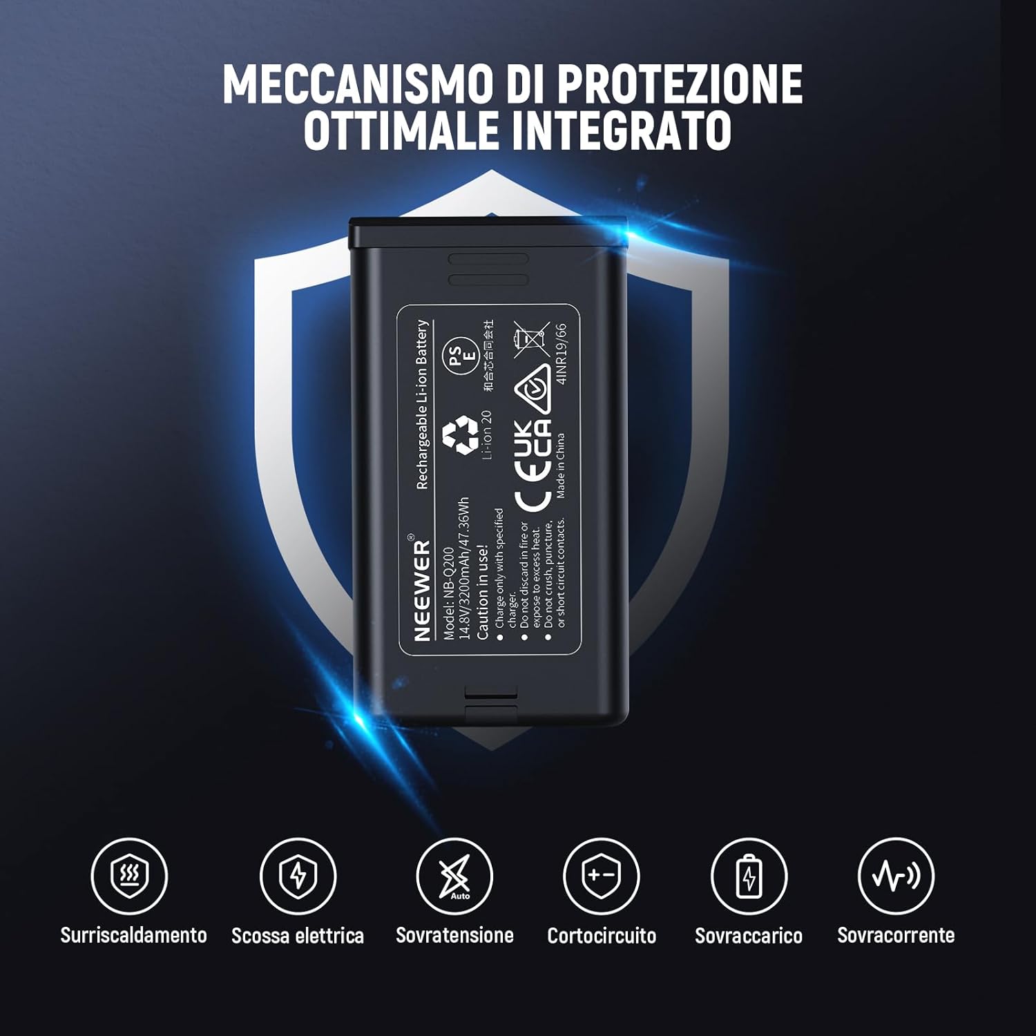 Thumbnail 5 de NEEWER batteria sostitutiva per Q200 2.4G (14,8V/3200mAh) per flash stroboscopico