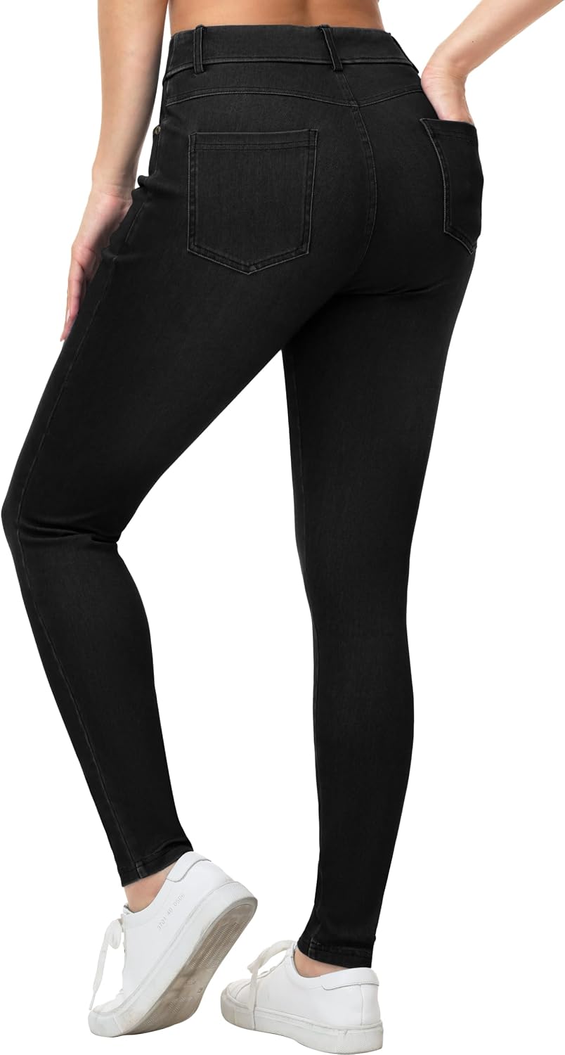 Detalle 2 de THE GYM PEOPLE Women's Stretchy Jeggings, Denim Style, Tummy Control, Four Pockets