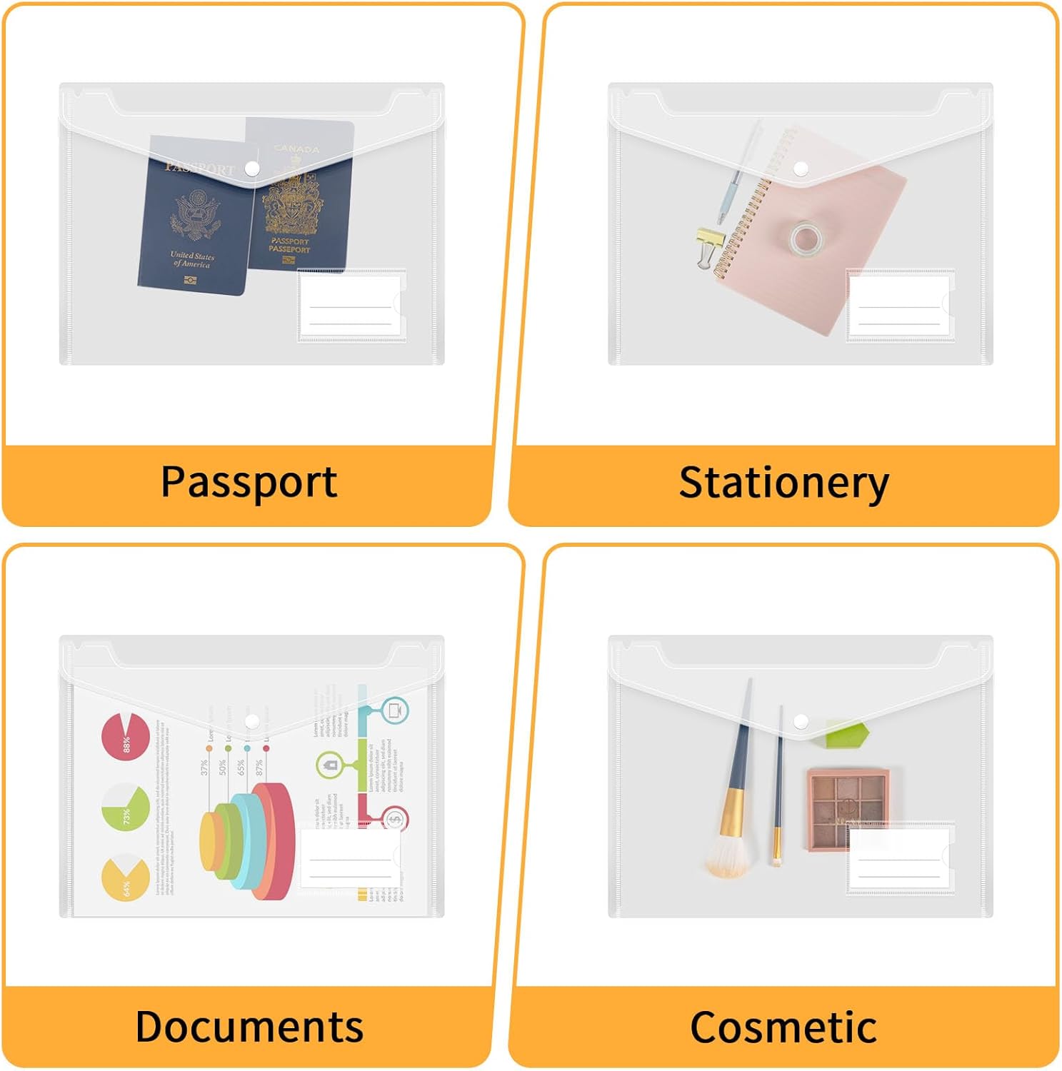 Thumbnail 6 de Umriox Clear Plastic Wallets – 20 Pack A4 Plastic Folders with Snap Closure and Label Pockets