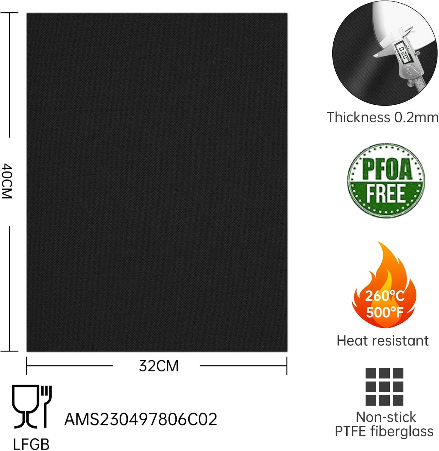 Thumbnail 1 de SPGOOD BBQ Grillmatte 40 x 32 cm 5er Set