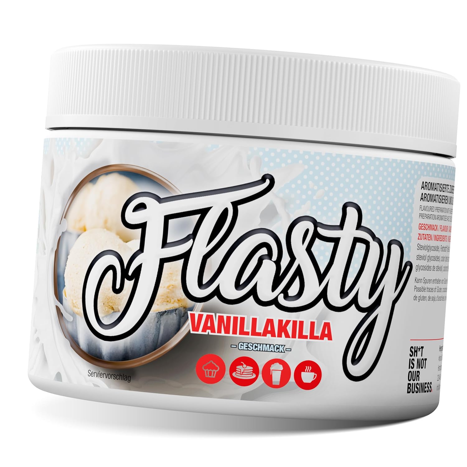 Detalle de sinob Flasty Geschmackspulver Vanille – kalorienarm, glutenfrei und vegan