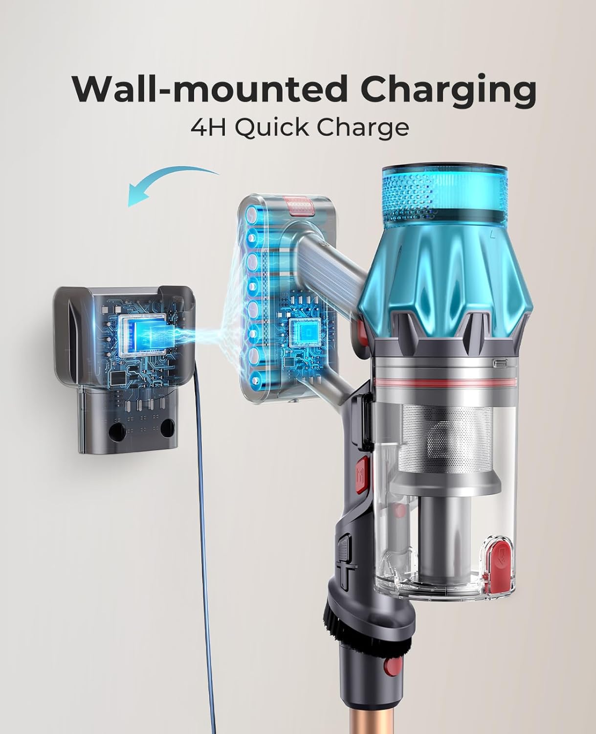 Thumbnail 6 de Fieety Cordless Vacuum Cleaner (V7 Pro) – Stick Vacuum with 65 mins runtime, 50KPa suction and anti-hair wrap