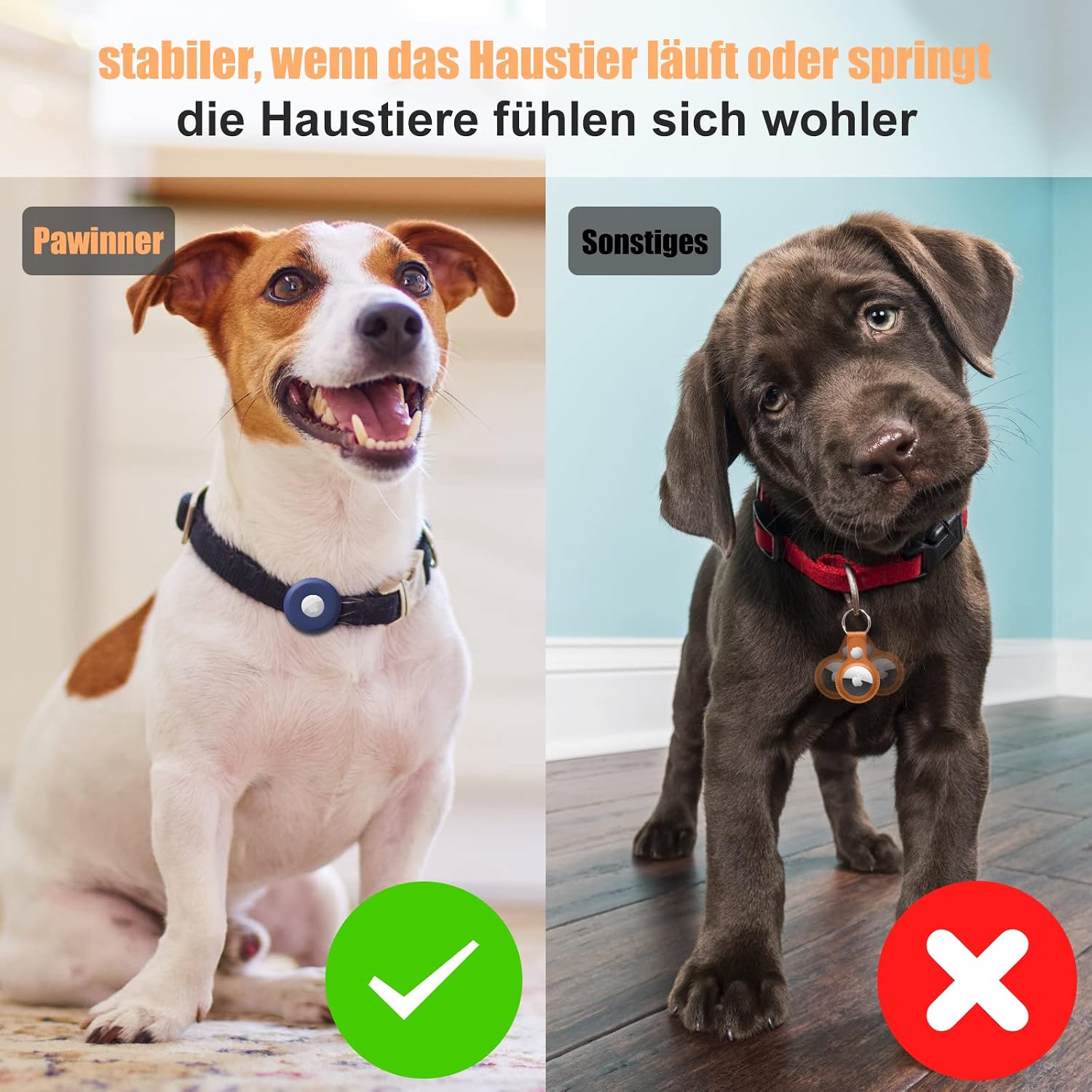 Detalle 2 de Pawinner siliconen AirTag-houder voor halsband, 3 stuks in drie kleuren