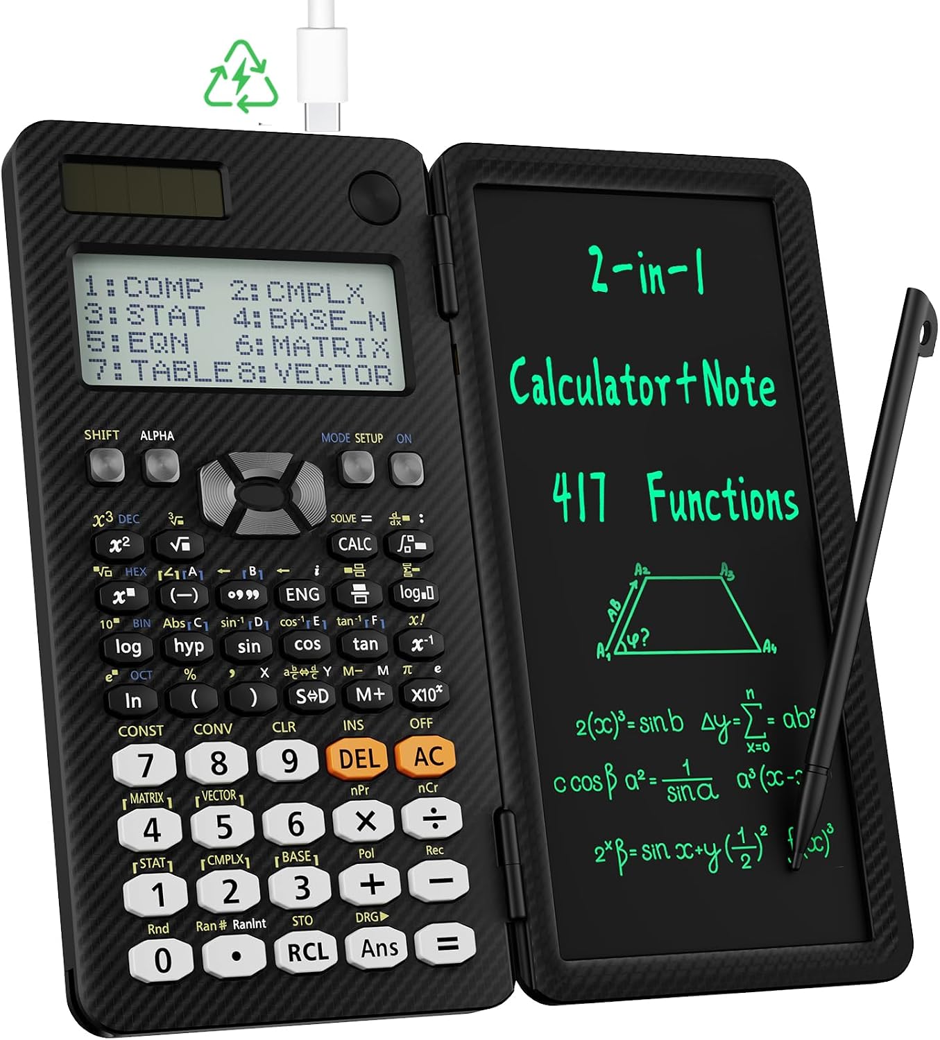 Detalle de ROATEE 991ES MAX Scientific Calculator with 417 Functions and LCD Writing Tablet