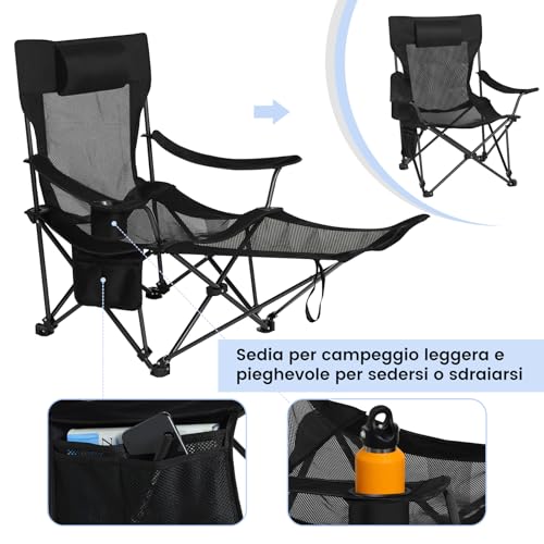Detalle de eSituro sedia da campeggio pieghevole 2 in 1
