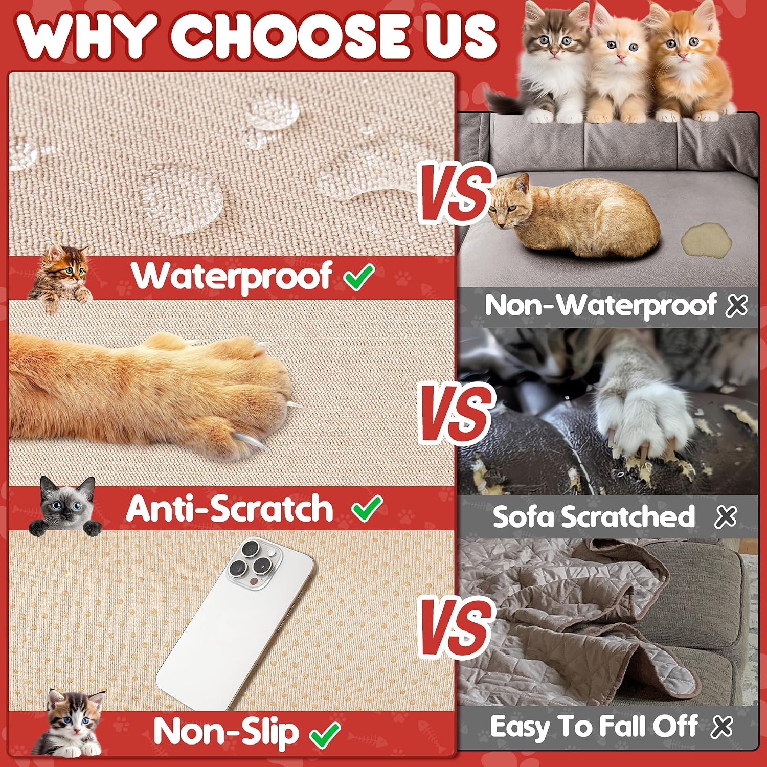Detalle 2 de Loiion Funda Sofá Impermeable Antiarañazos para Gatos 🛋