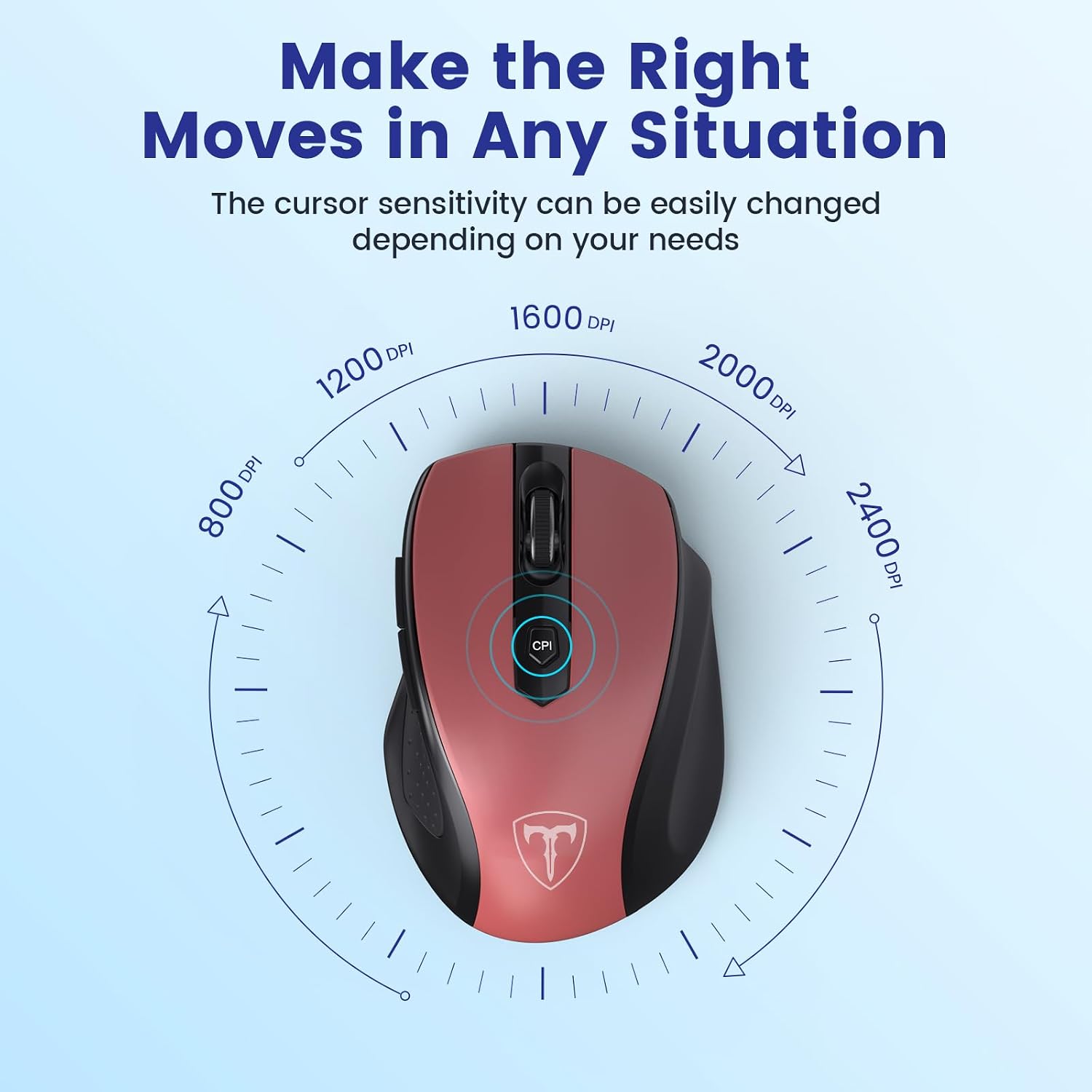 Detalle de LODVIE D-09 Wireless Mouse, Red, 6 Buttons, Adjustable 2400 DPI