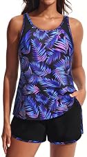 Detalle de Hanna Nikole women’s tankini sets tummy control swimsuit with built-in bra and pocket shorts