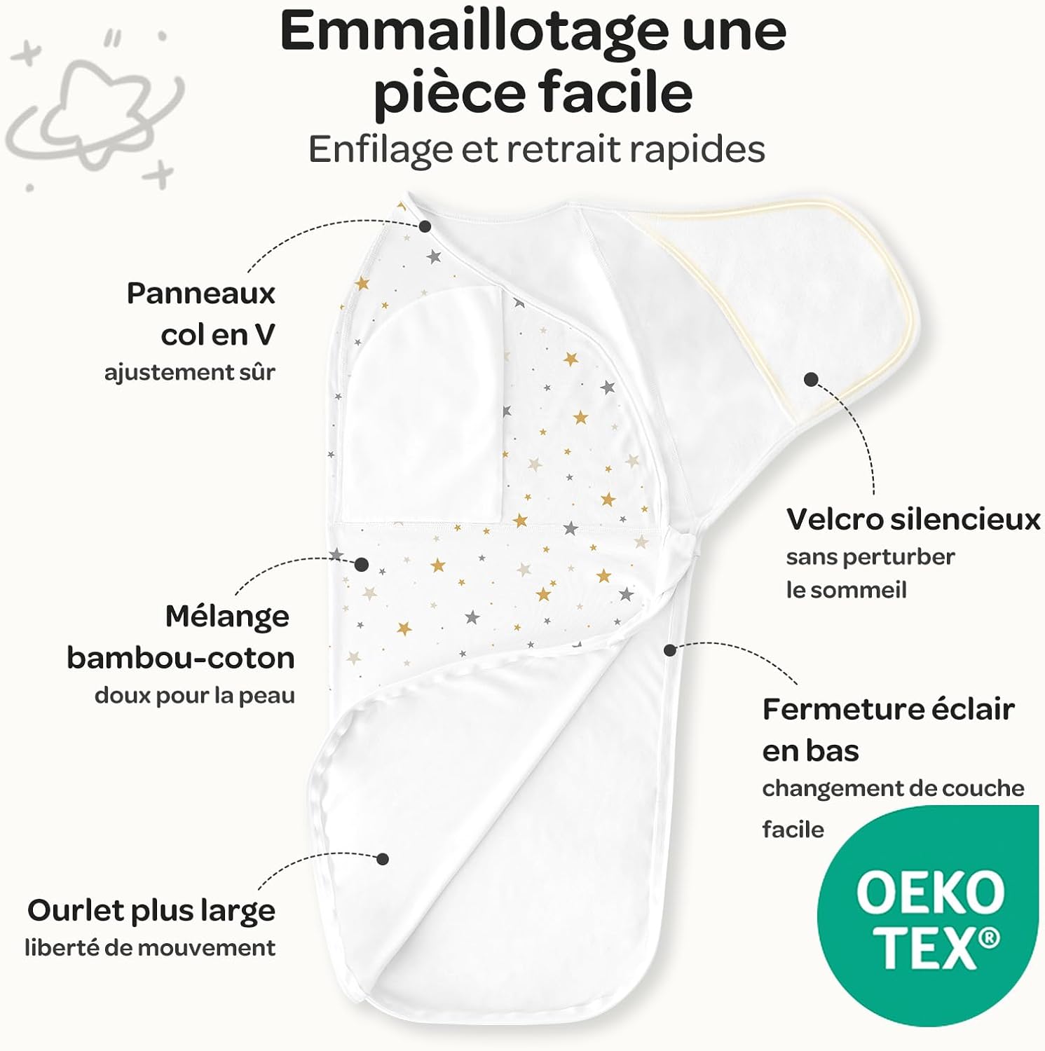 Thumbnail 1 de Momcozy Pucksack Bébé 0-3 Mois – Lot de 2, enveloppe cocooning avec fermeture silencieuse