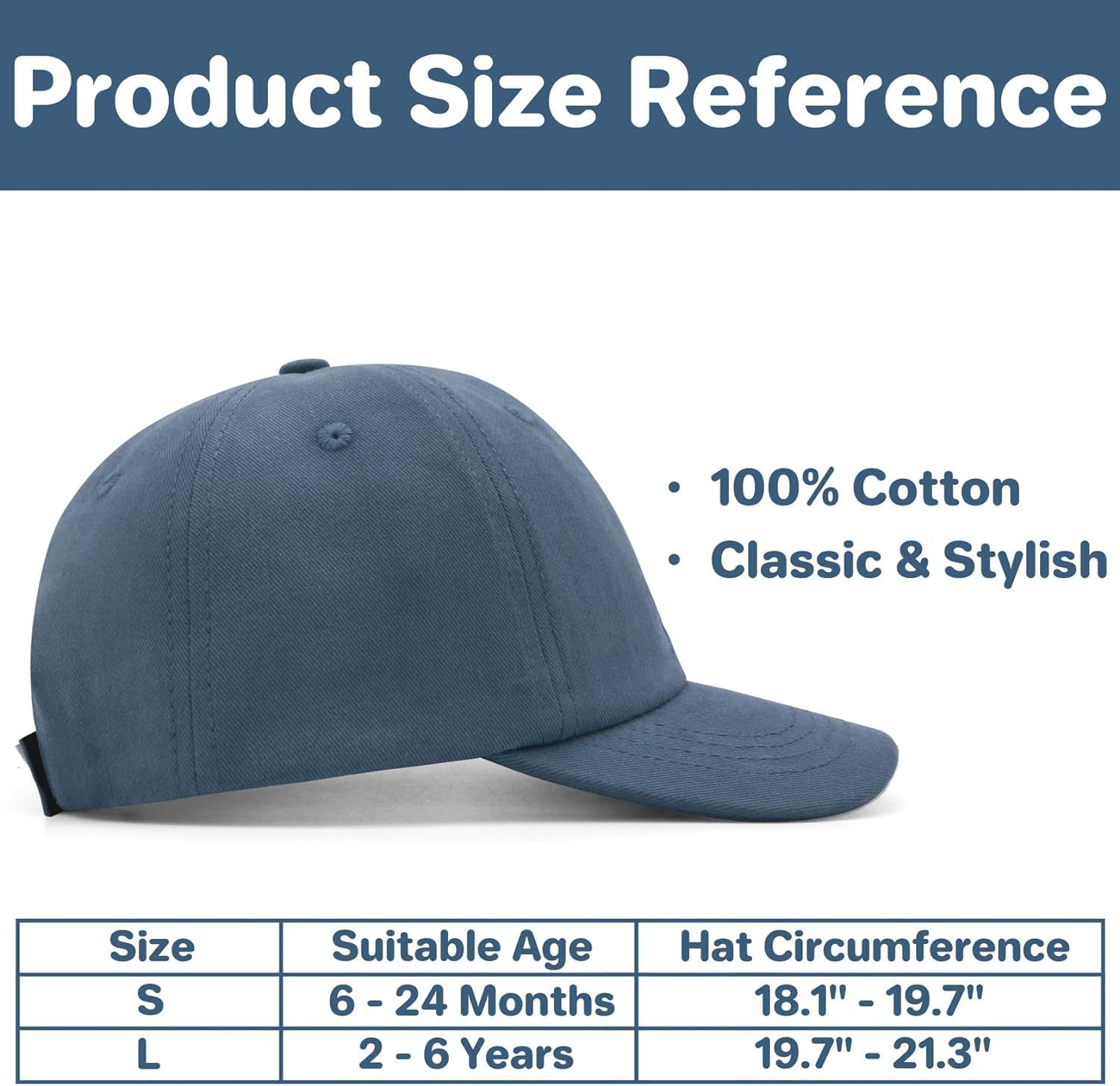 Detalle de DRESHOW Kids Baseball Hat Cap – Adjustable 100% Cotton Sun Hat for Babies, Toddlers and Children
