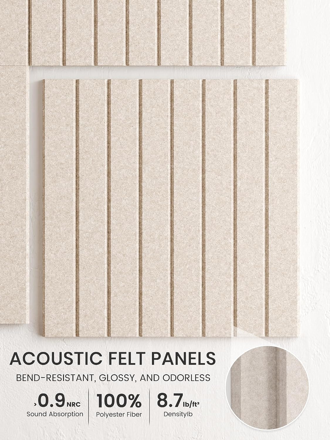 Detalle de Bumusty Large Felt Bulletin Board Tiles (48 x 36) – 12-Tile Felt Cork Board with 30 Pushpins & 70 Adhesive Tabs